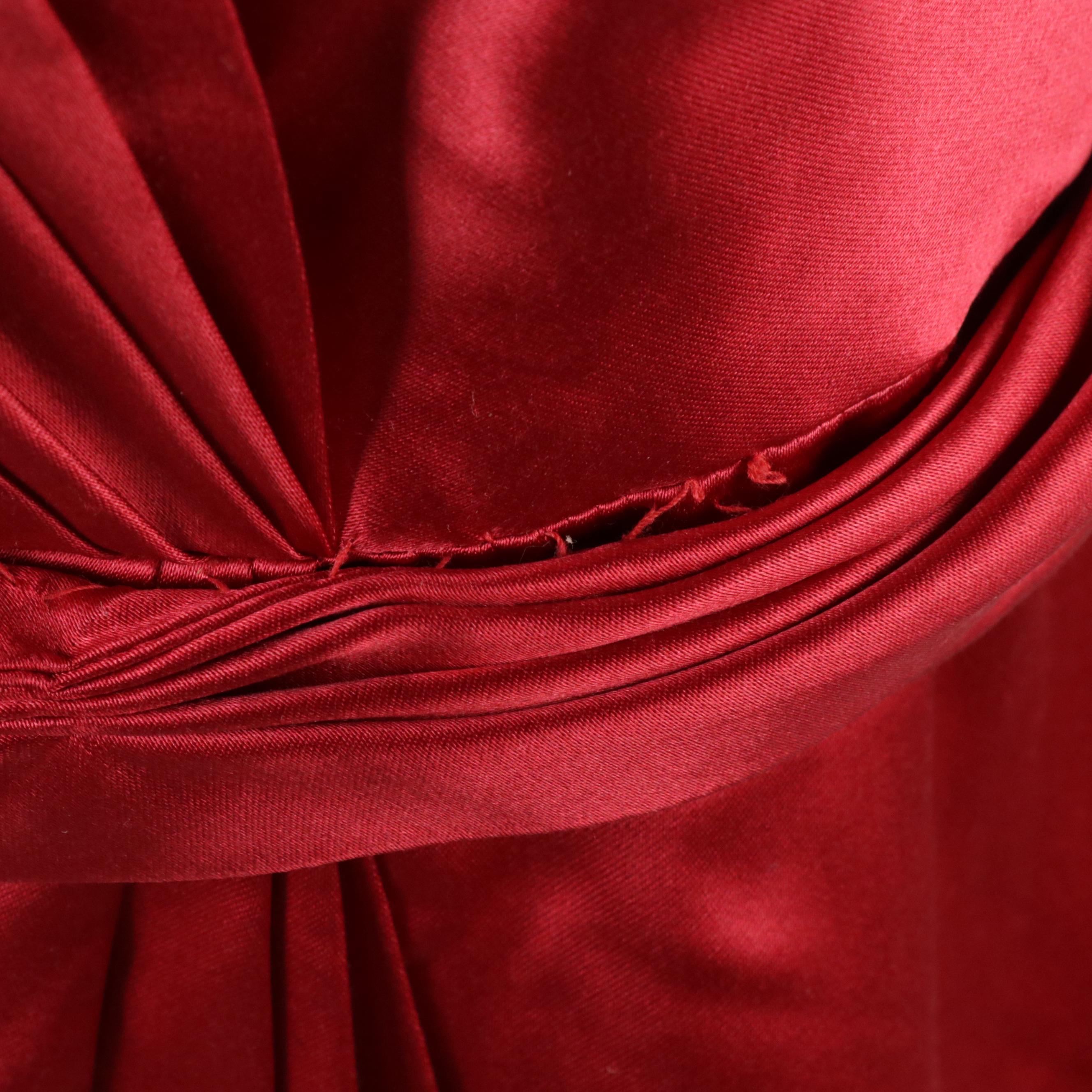 Armani Collezioni Wrapped V-Neck Evening Gown in Red Silk