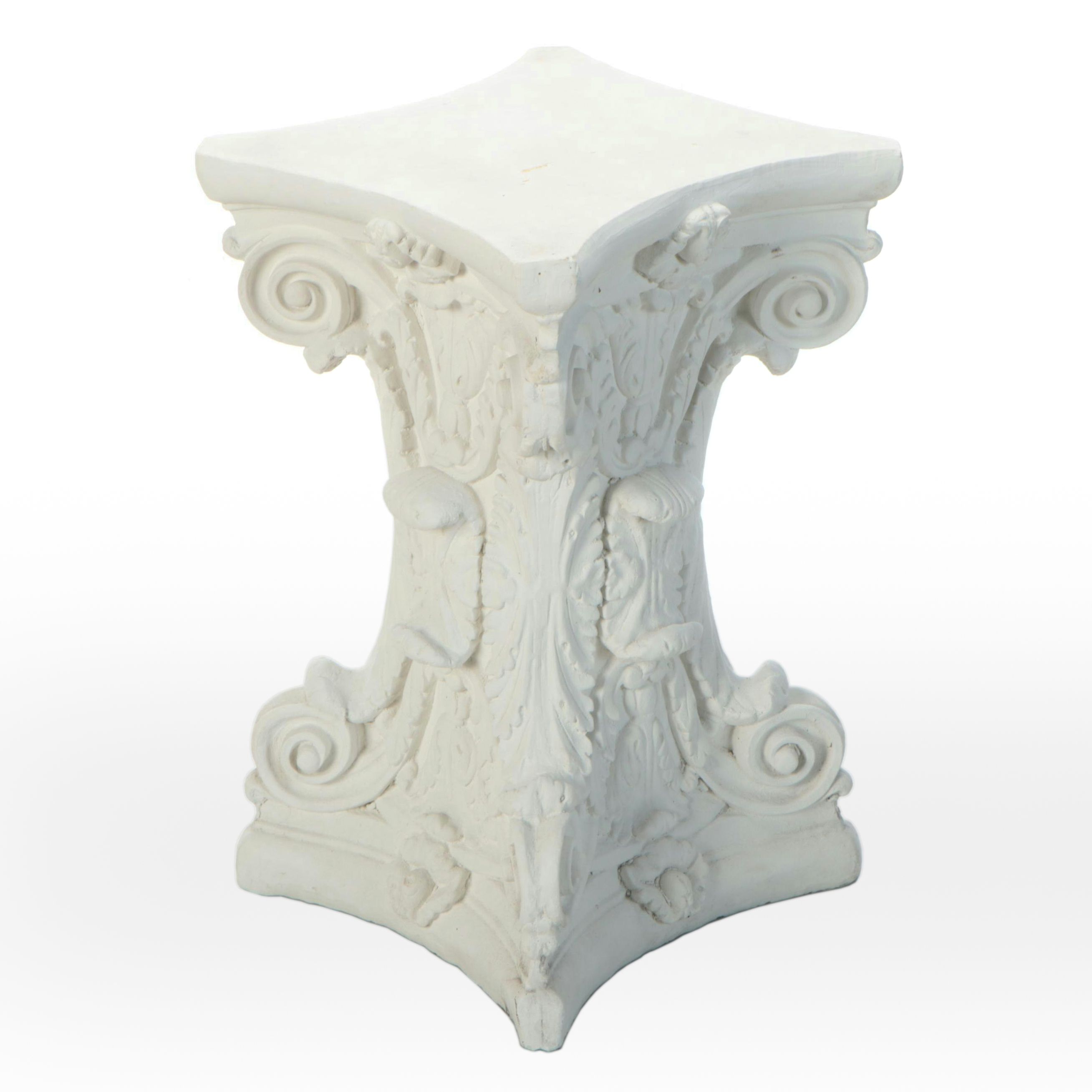 Neoclassical Style Plaster Addorsed Capital Pedestal
