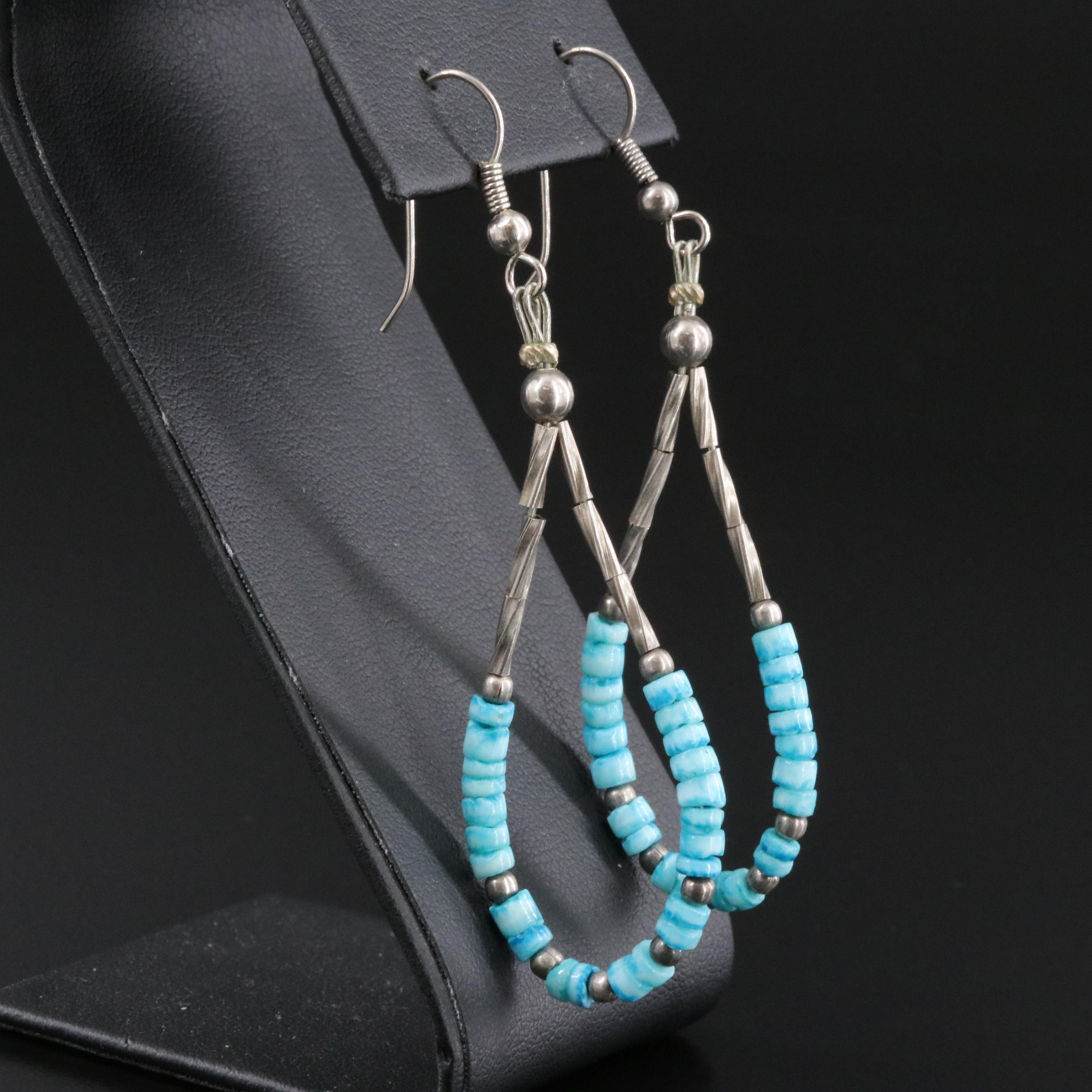 Bead Faux Turquoise Loop Earrings