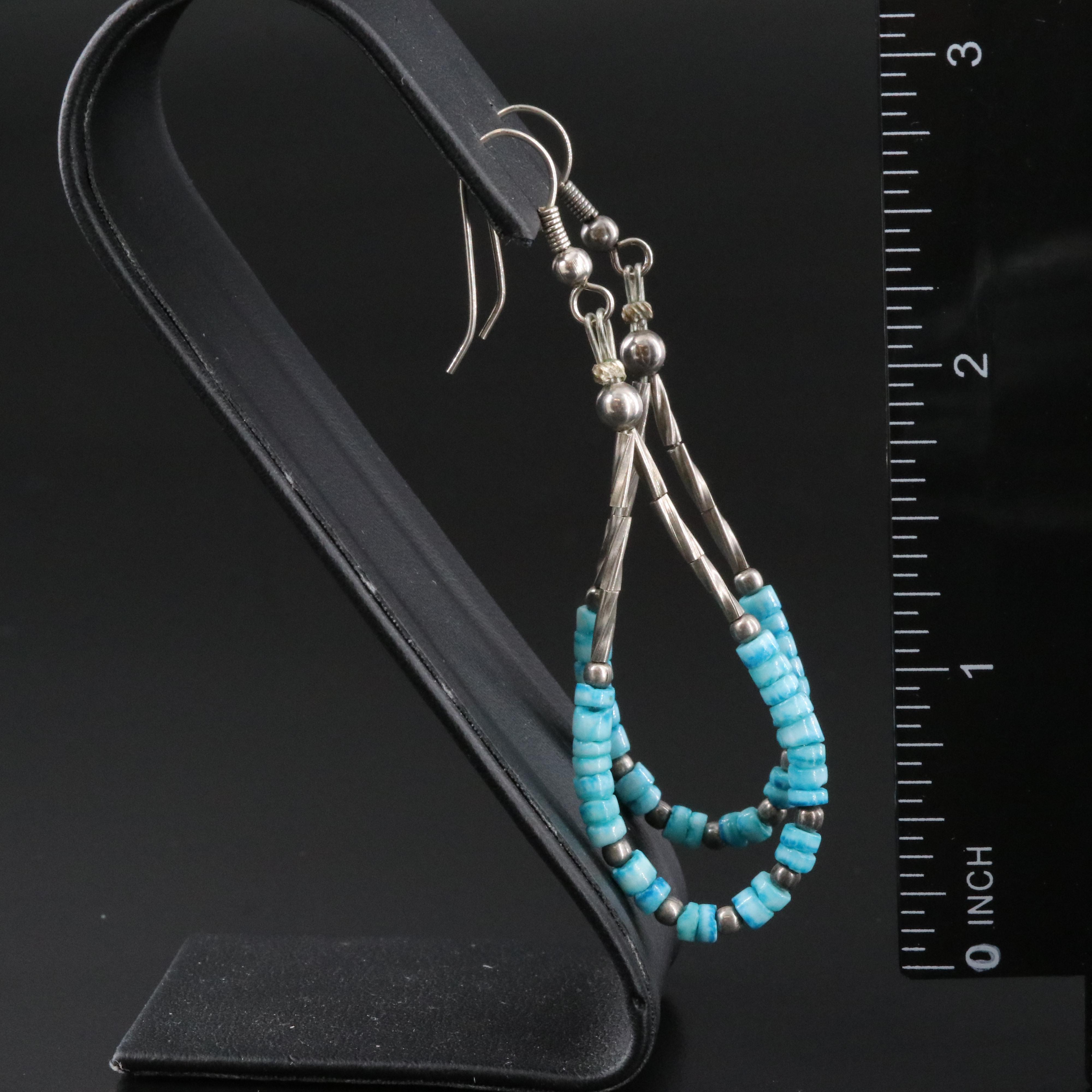 Bead Faux Turquoise Loop Earrings