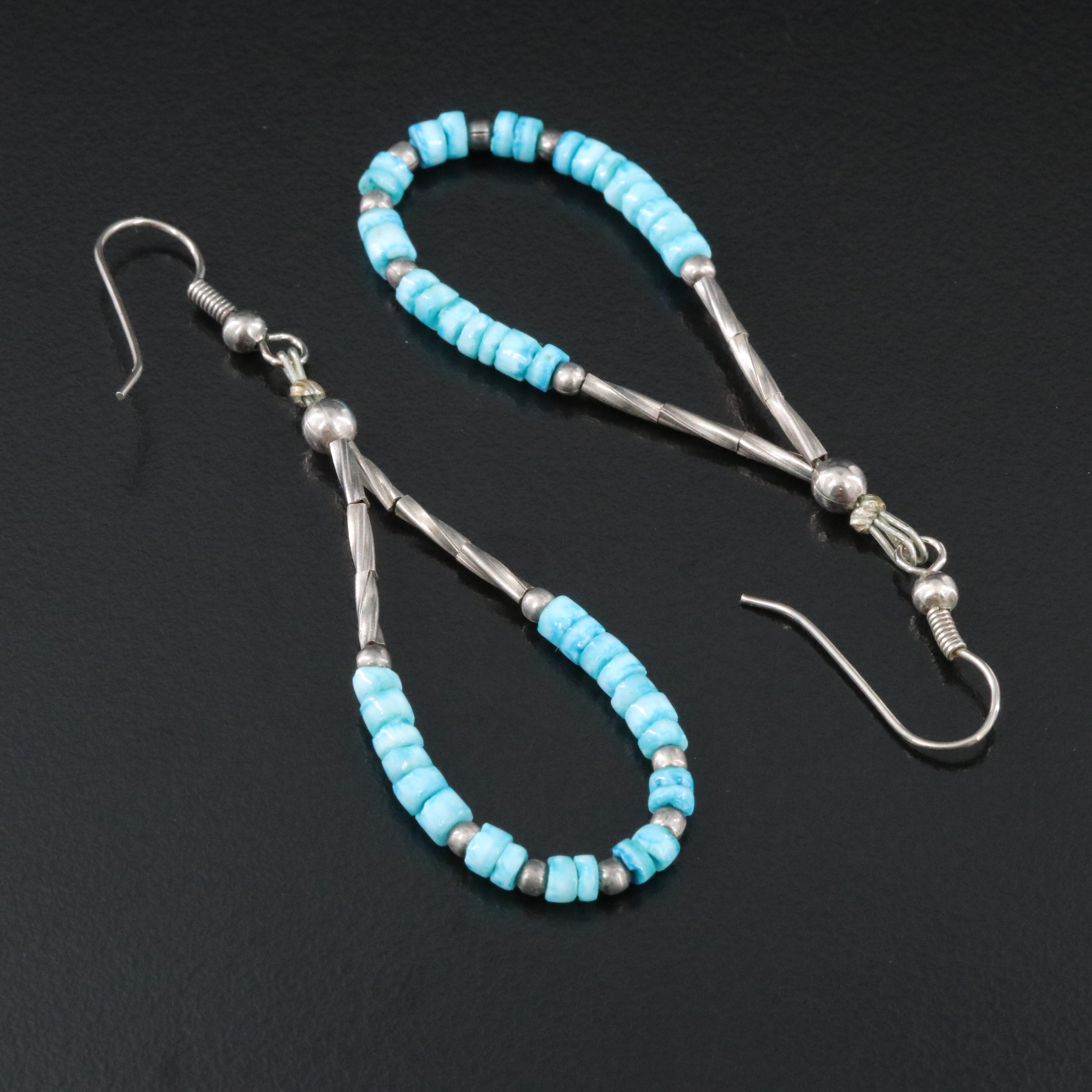 Bead Faux Turquoise Loop Earrings