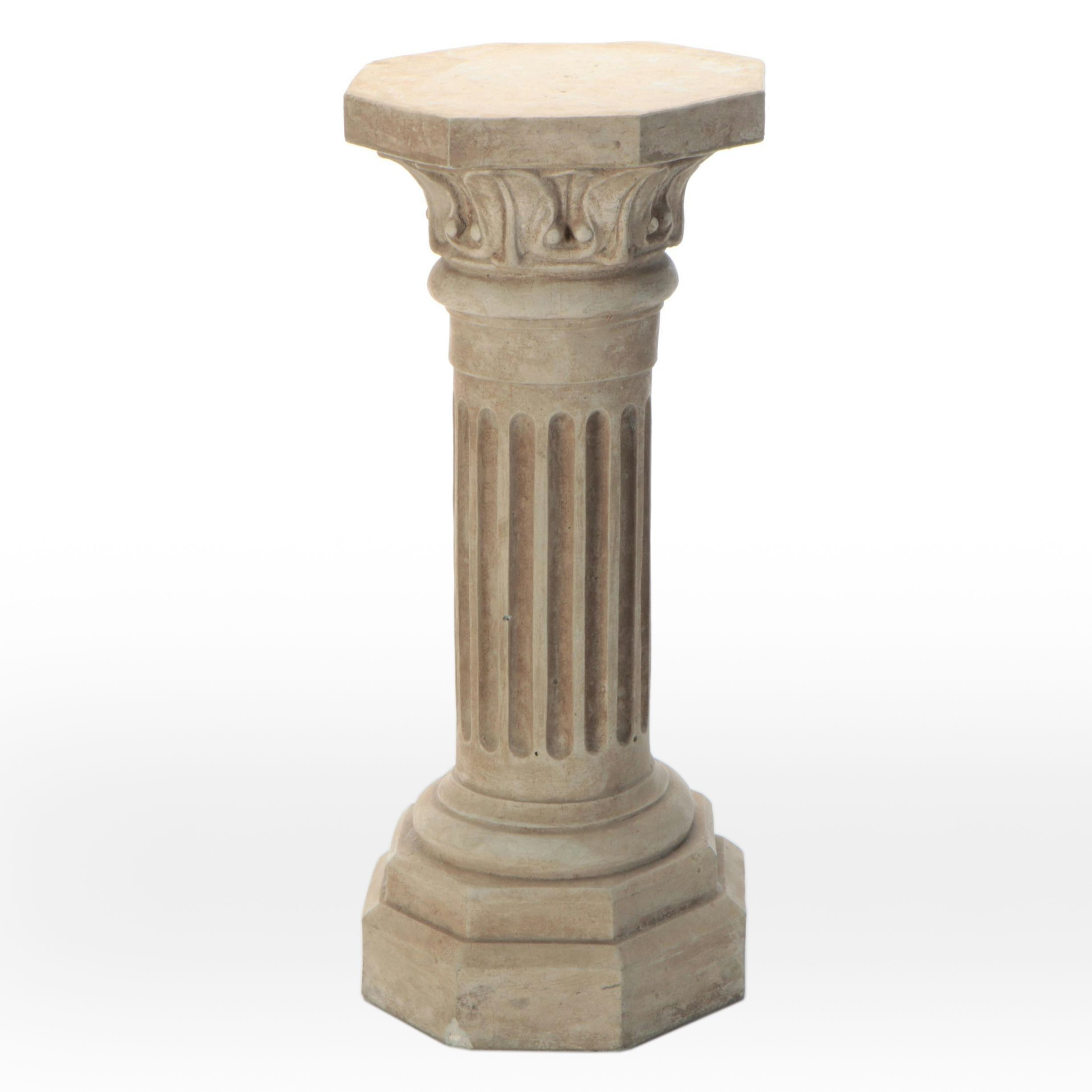 Neoclassical Style Fluted Concrete Pillar Pedestal Stand