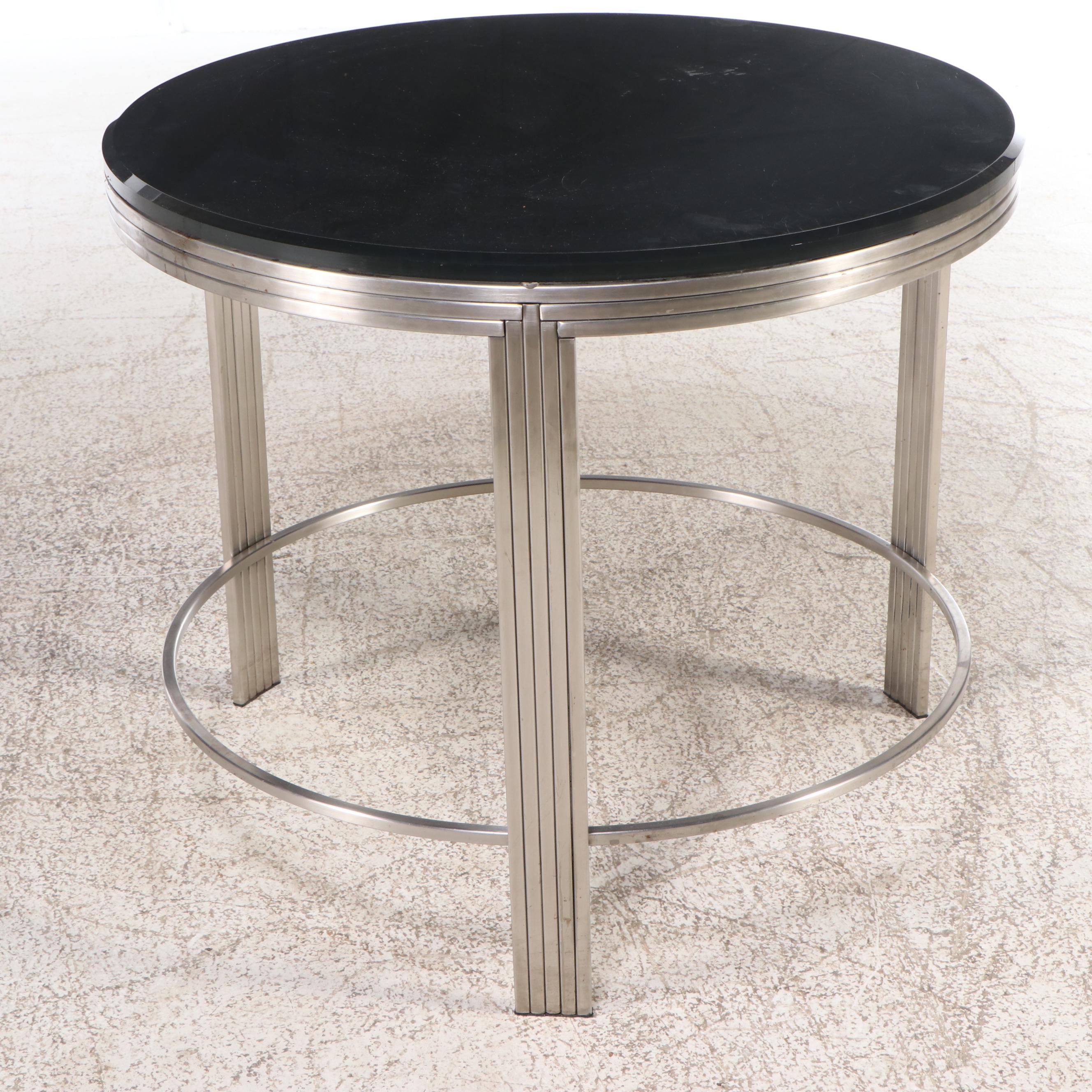 Modern End Table with Black Glass Top