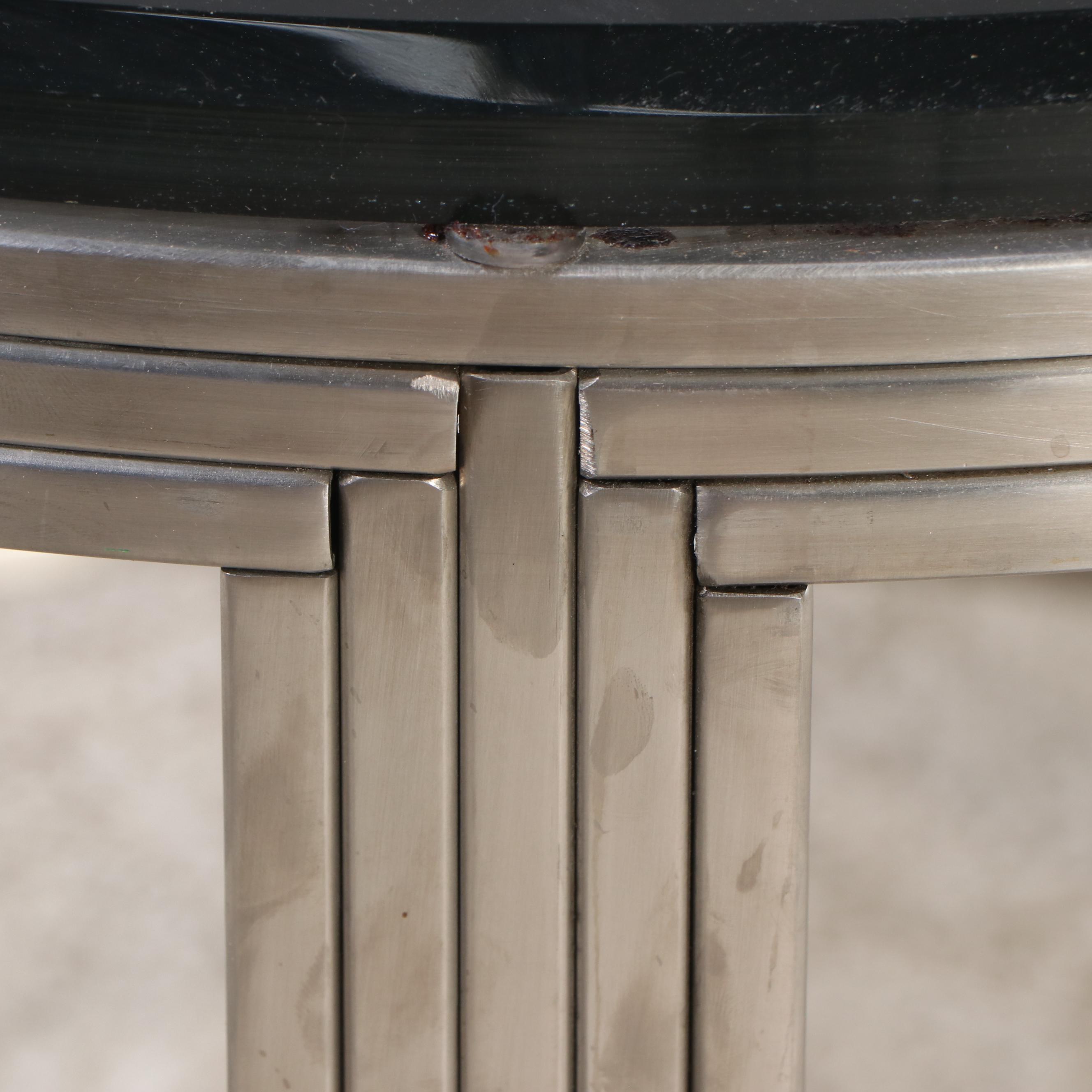 Modern End Table with Black Glass Top