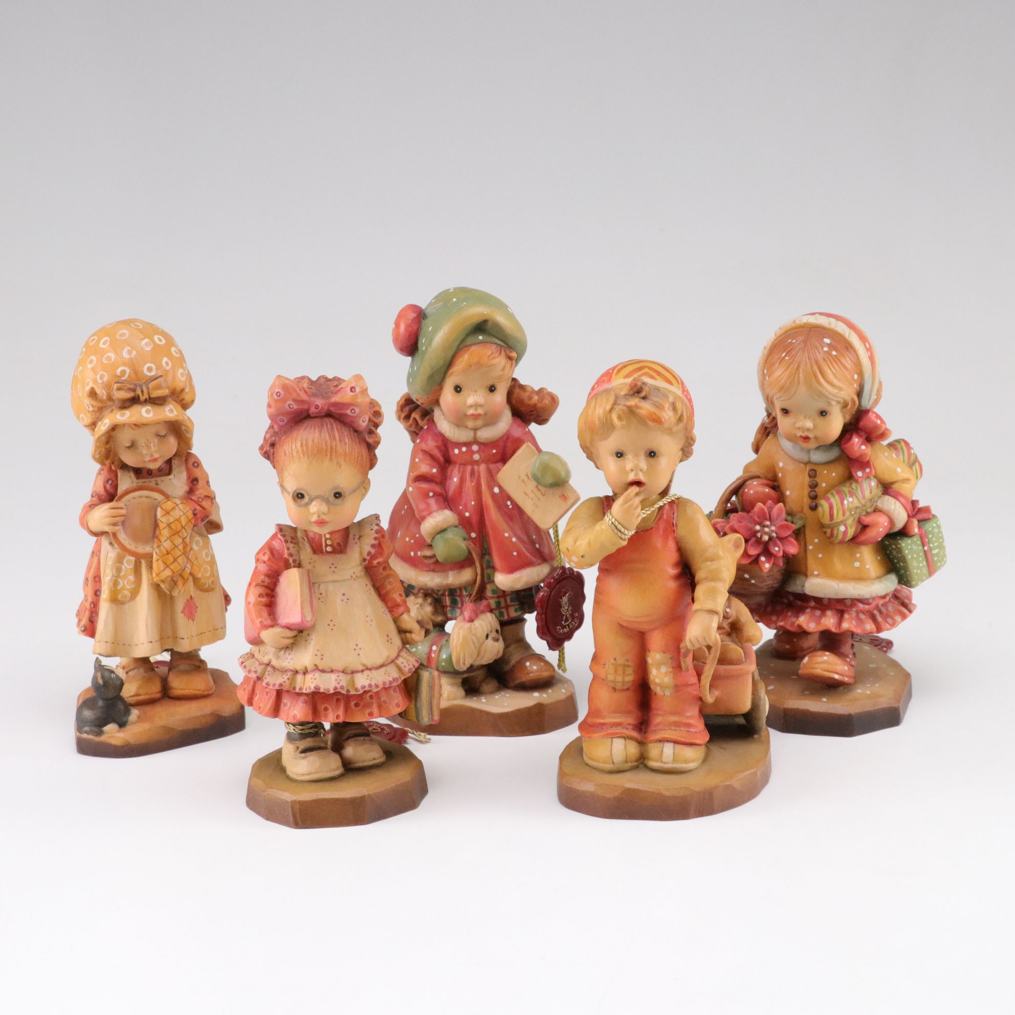 Sarah Kay for ANRI Woodcarved "Yule Tide", "Helping Mother" and More Figurines
