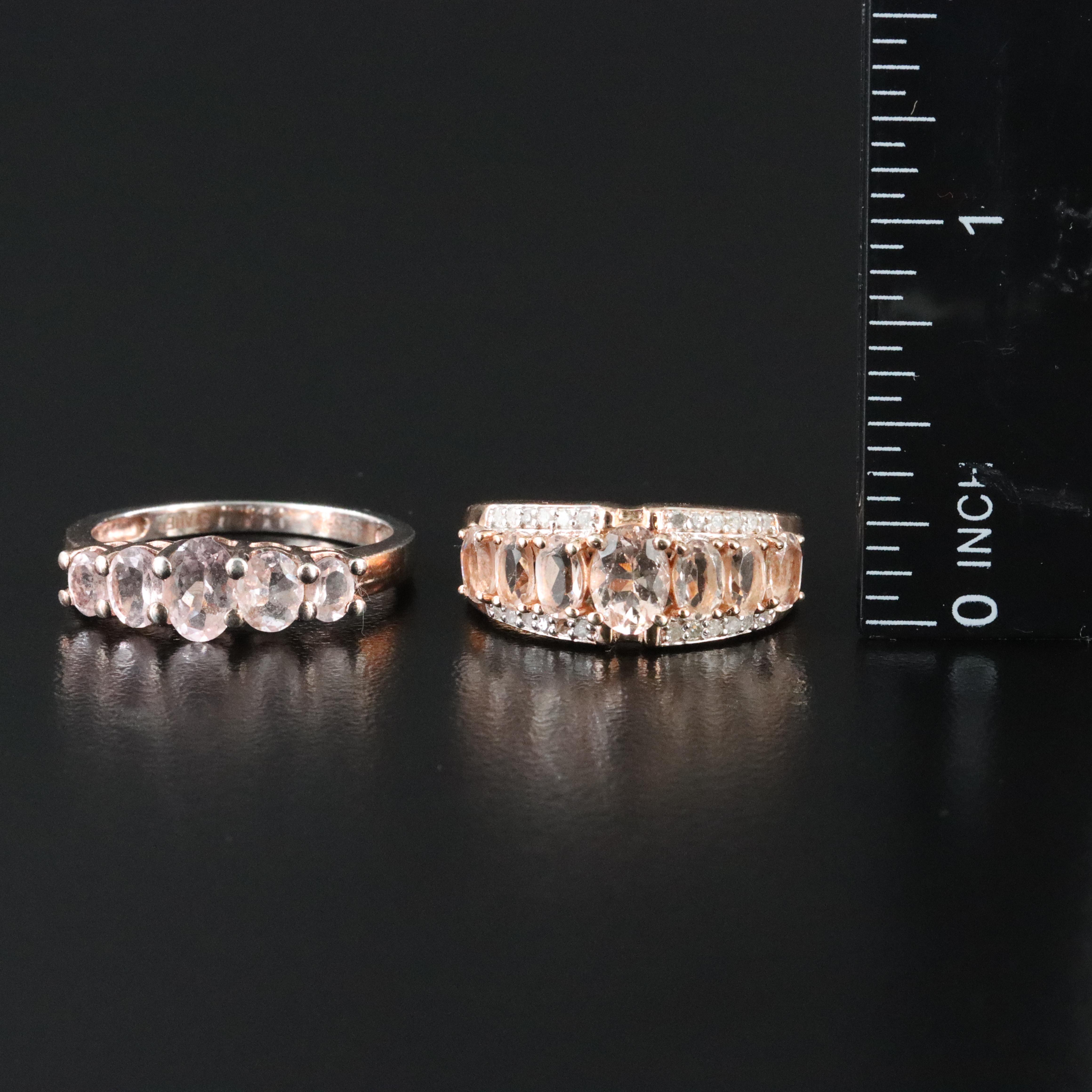 Sterling Morganite and Diamond Rings
