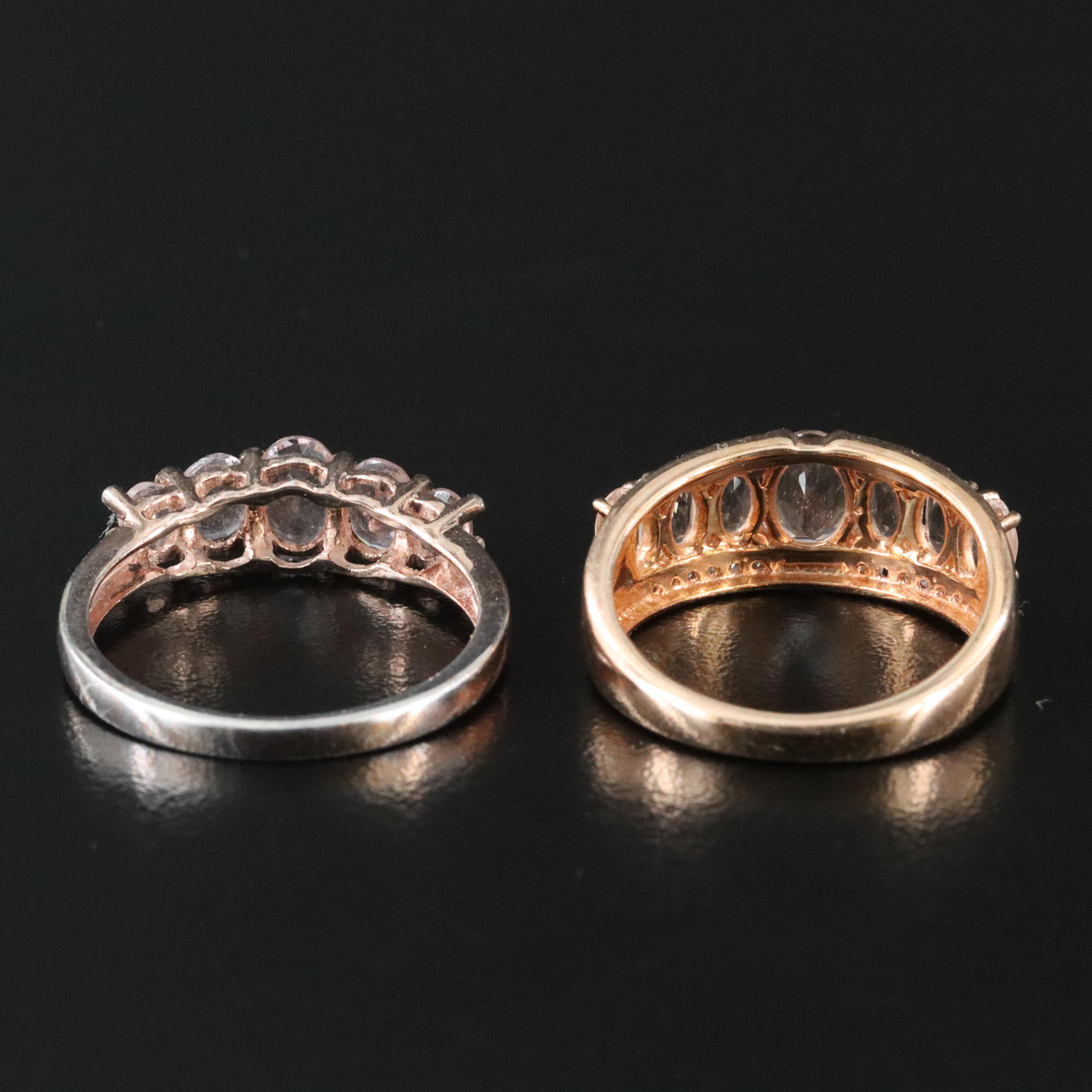 Sterling Morganite and Diamond Rings