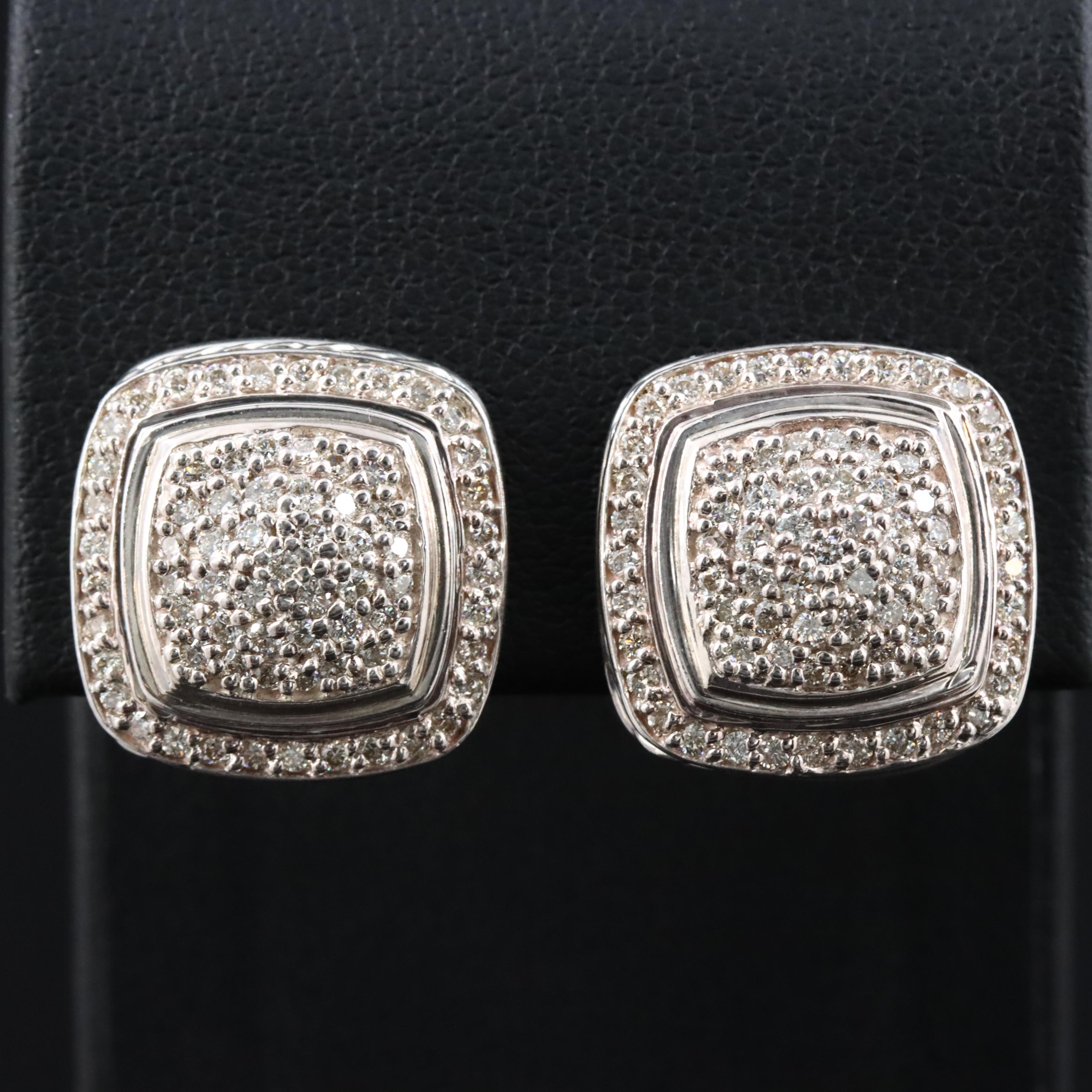 David Yurman Albion Sterling 1.04 Pavé Diamond Earrings