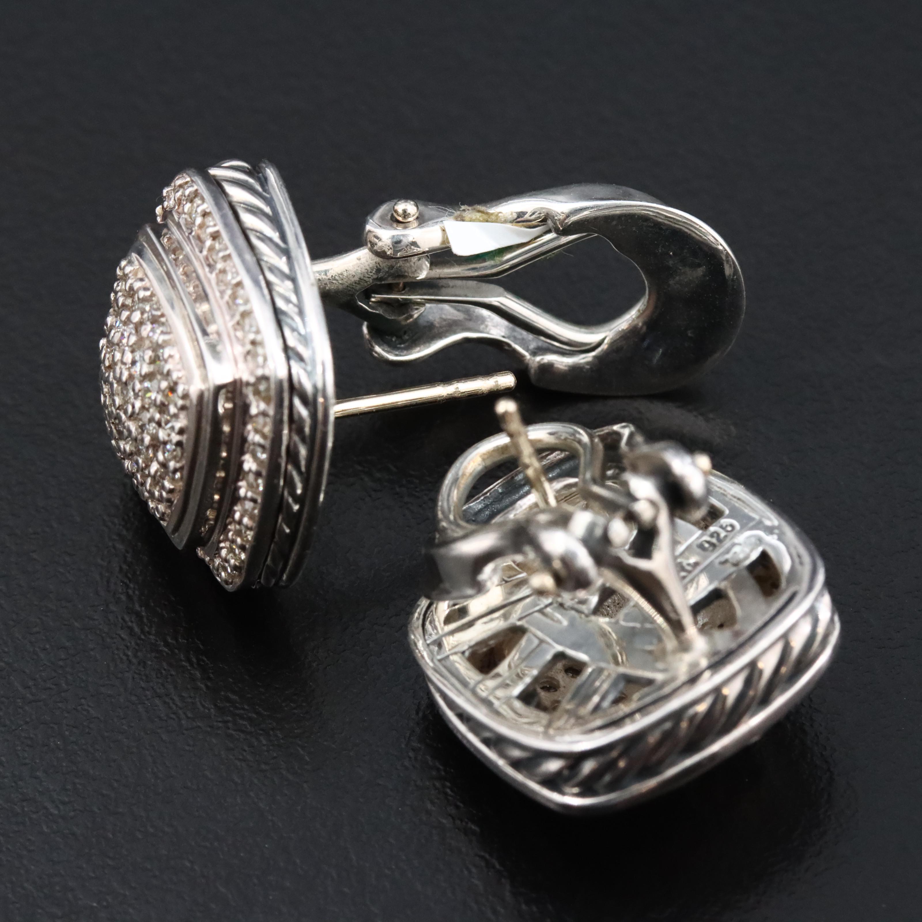 David Yurman Albion Sterling 1.04 Pavé Diamond Earrings