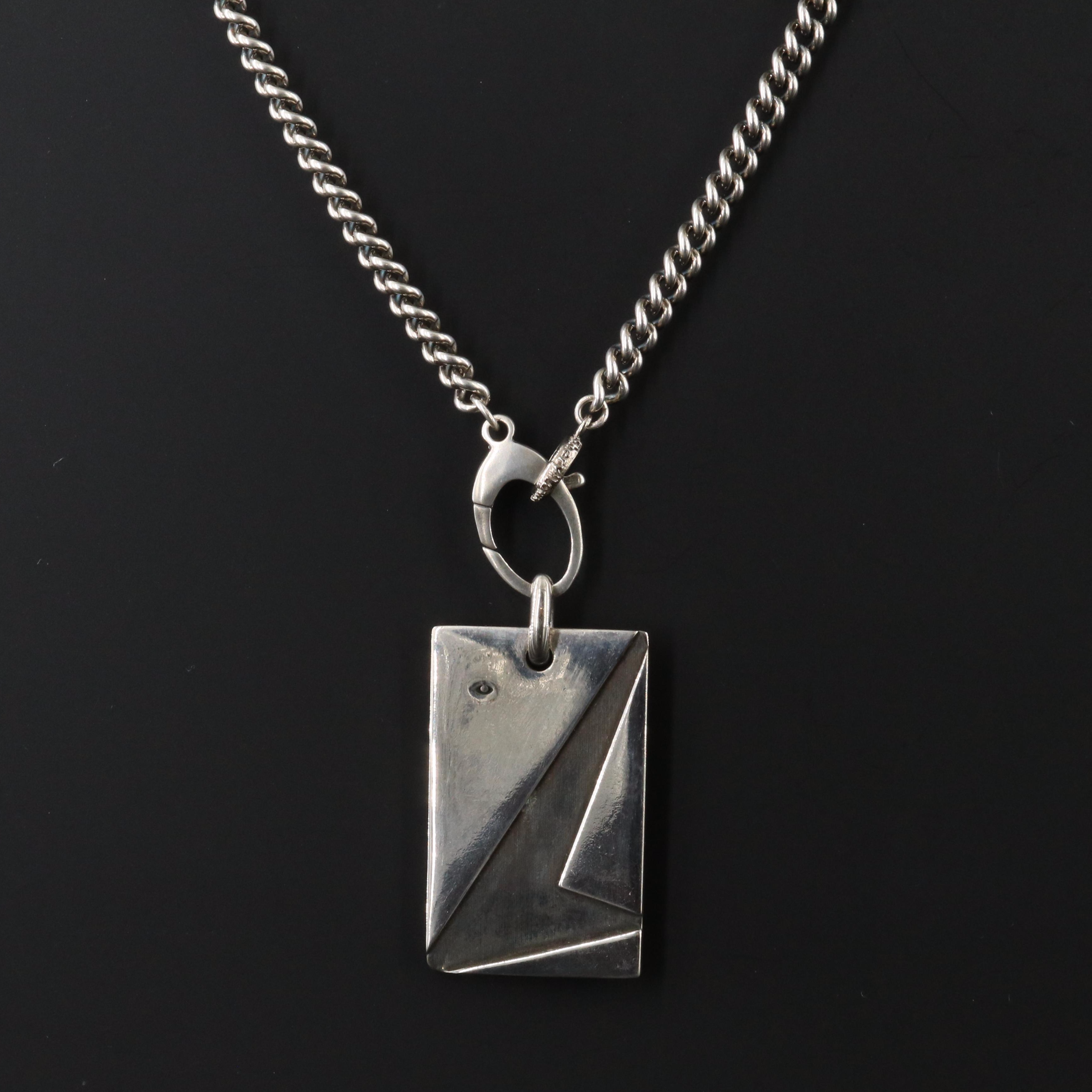 Sheryl Lowe "Mr. Lowe" Sterling Curb Chain Pendant Necklace