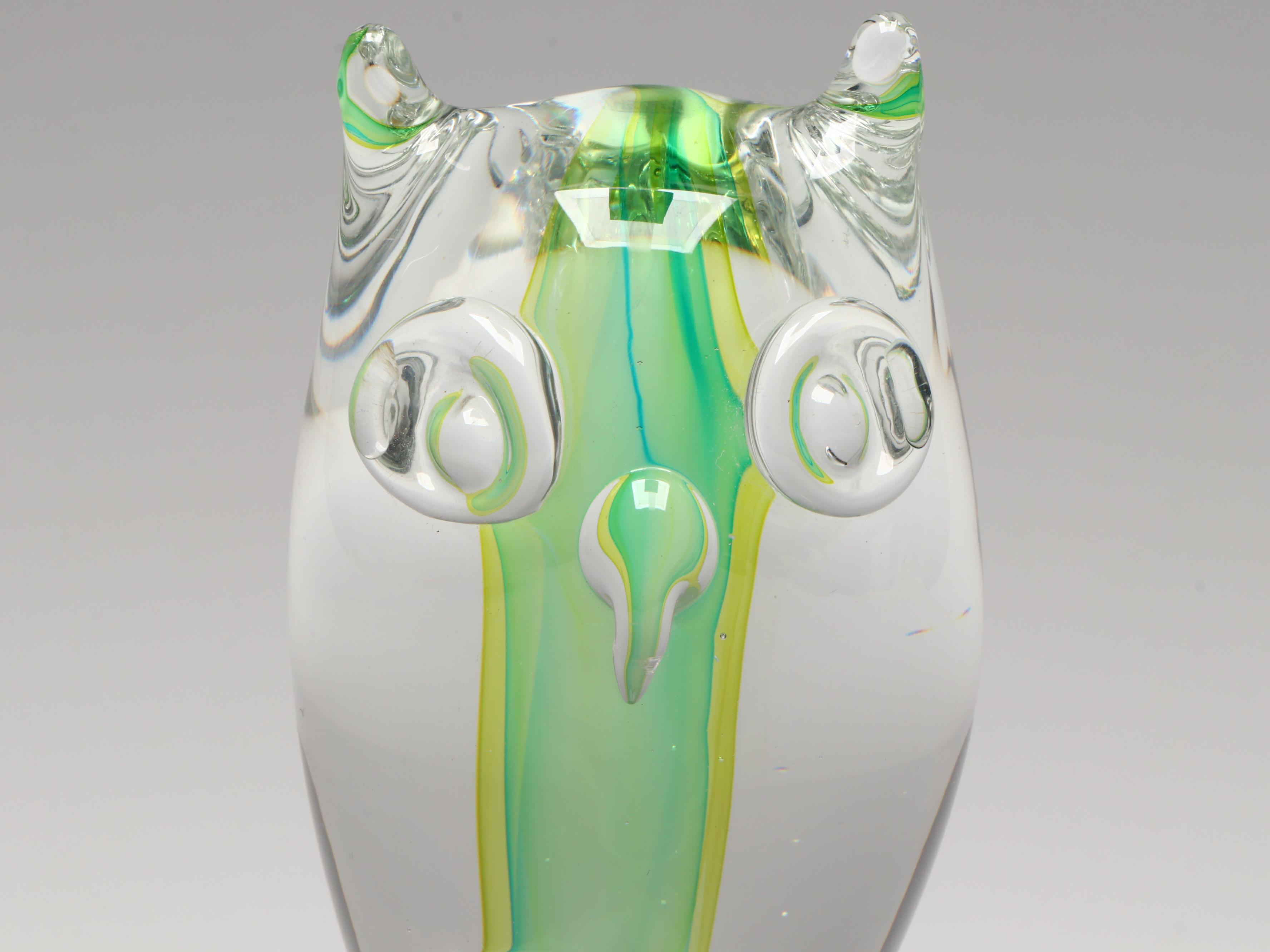 Kristaluxus Crystal Owl with Blue Glass Footed Bowl