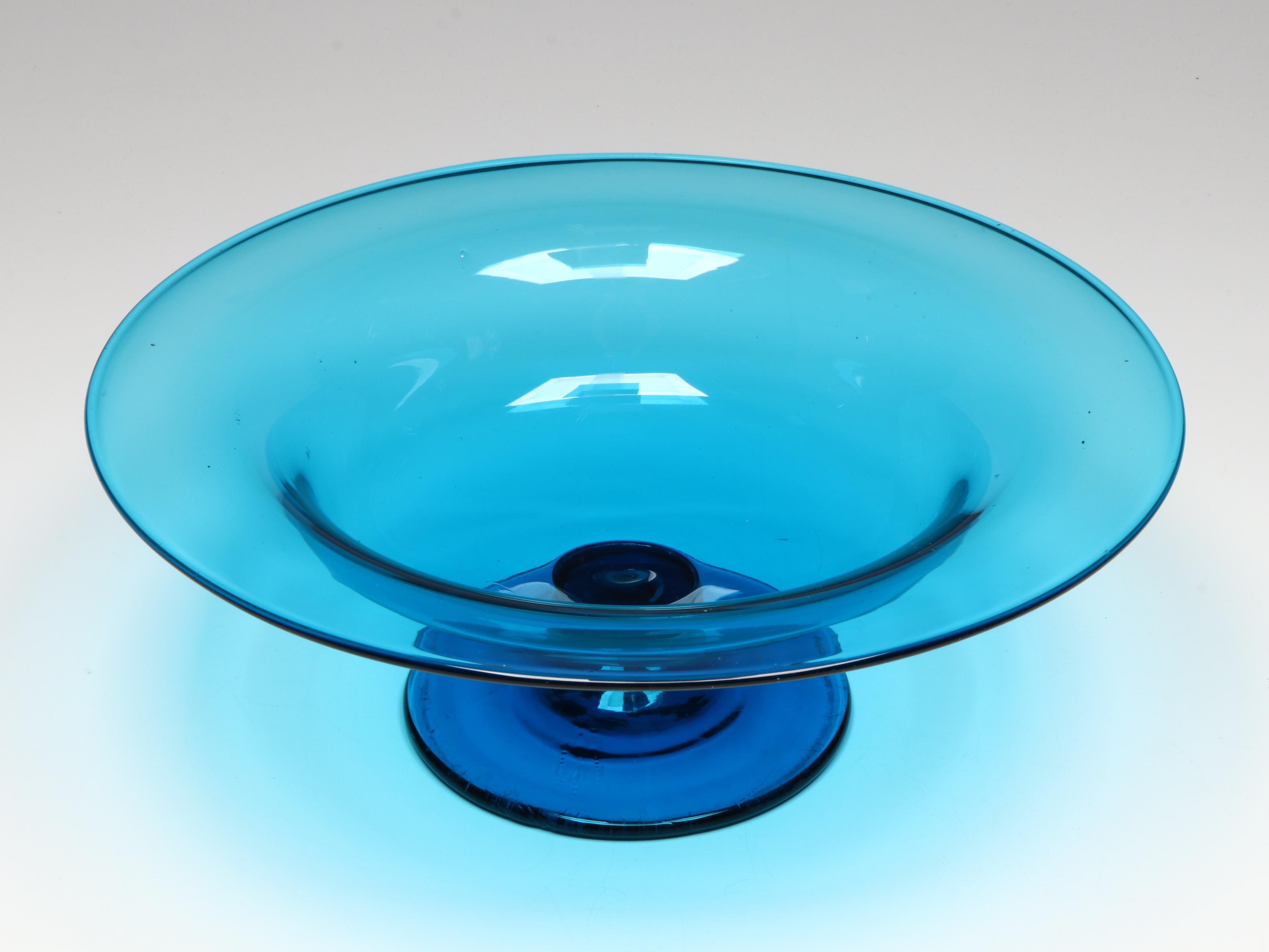 Kristaluxus Crystal Owl with Blue Glass Footed Bowl