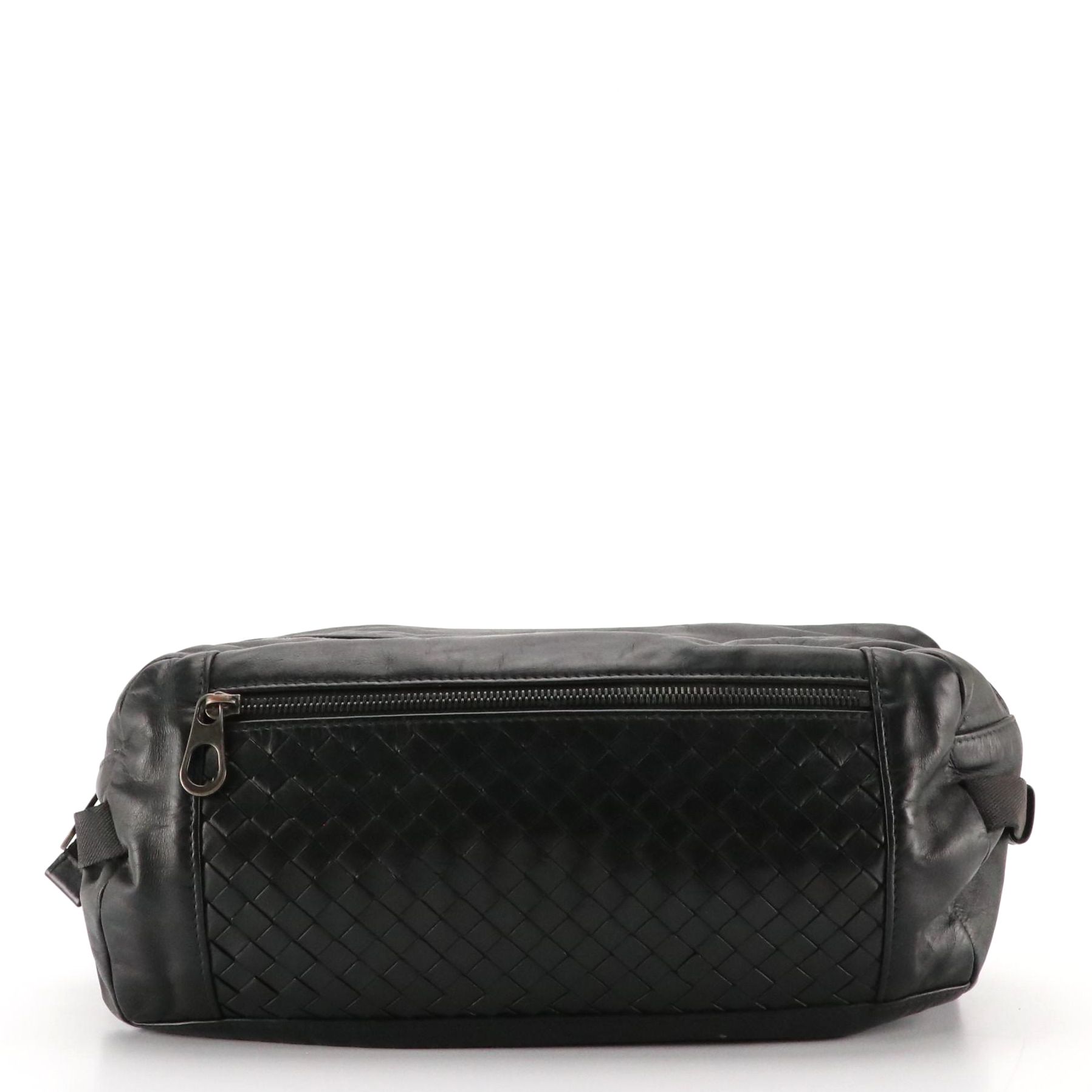 Bottega Veneta Large Padded Waist Bag in Black Intrecciato and Calfskin Leather