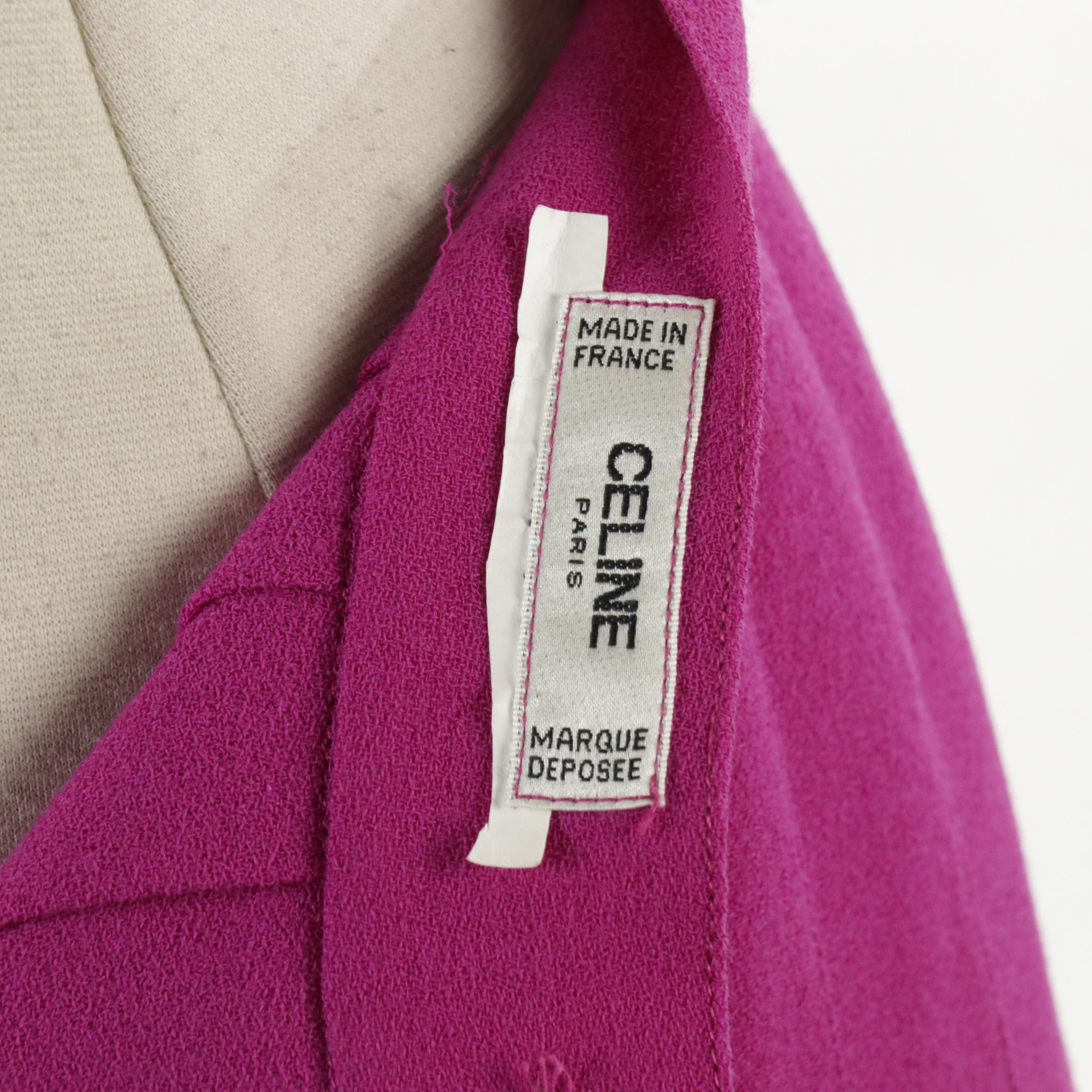 Celine Magenta Wool Pleated Skirt