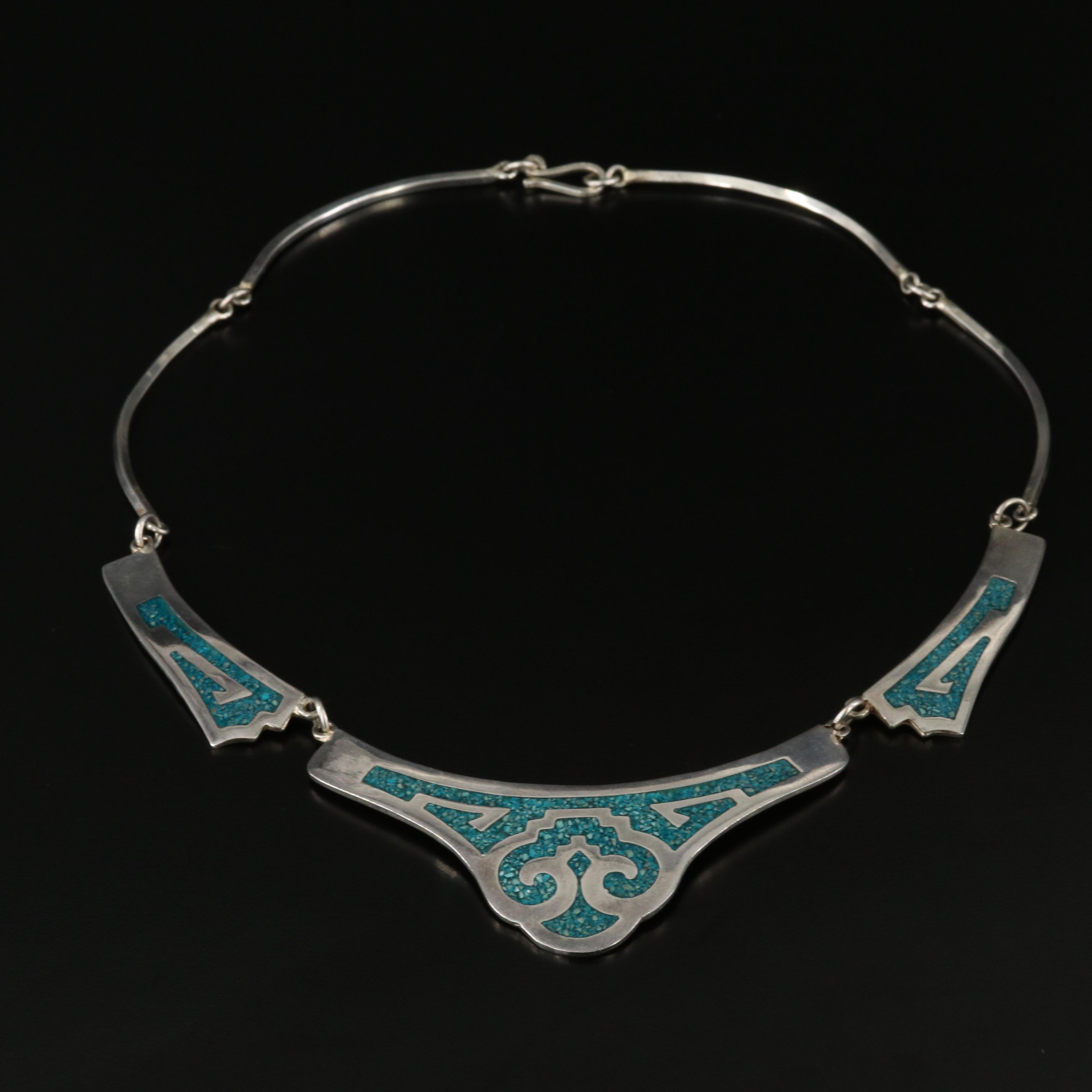 Stone Inlay Curved Collar Necklace