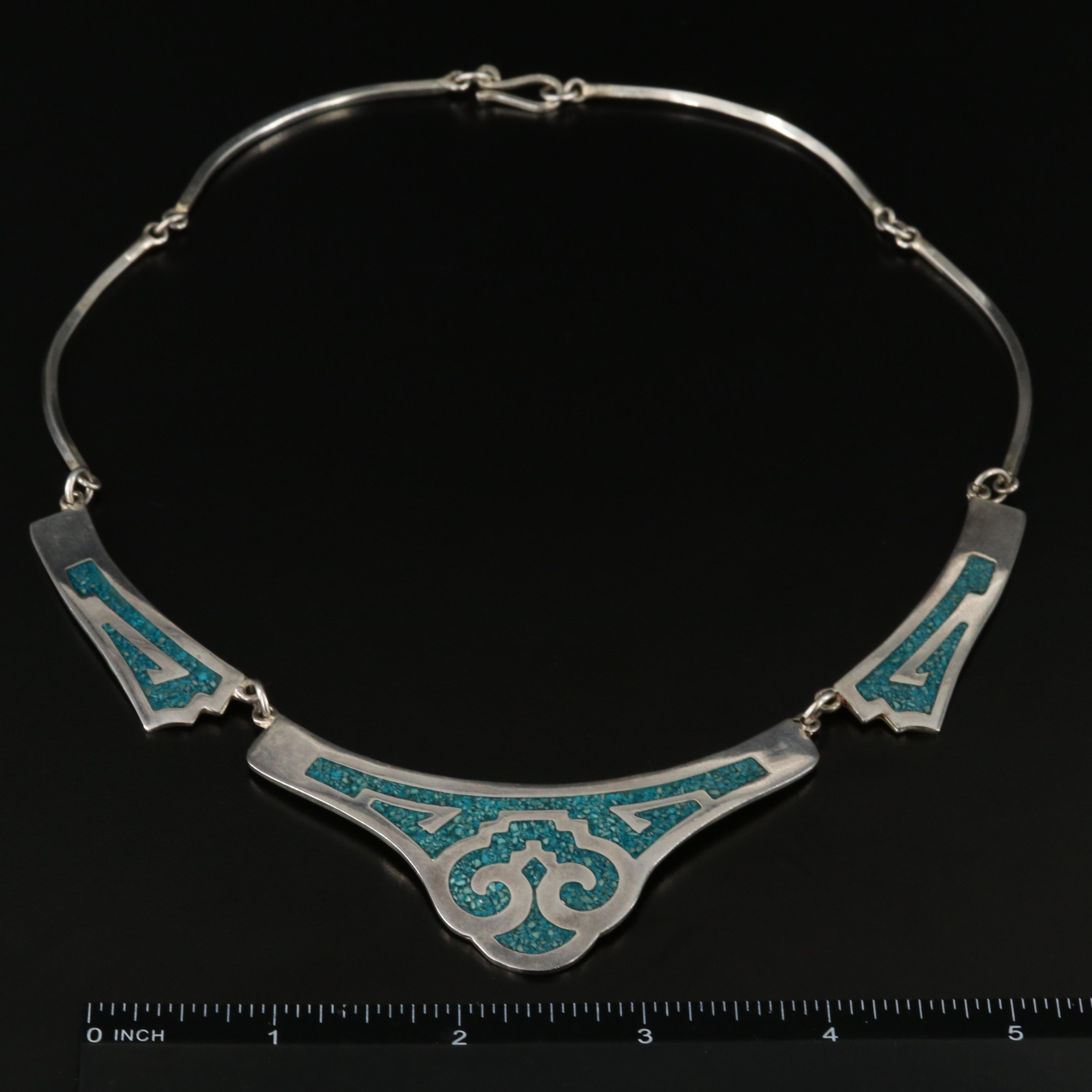 Stone Inlay Curved Collar Necklace