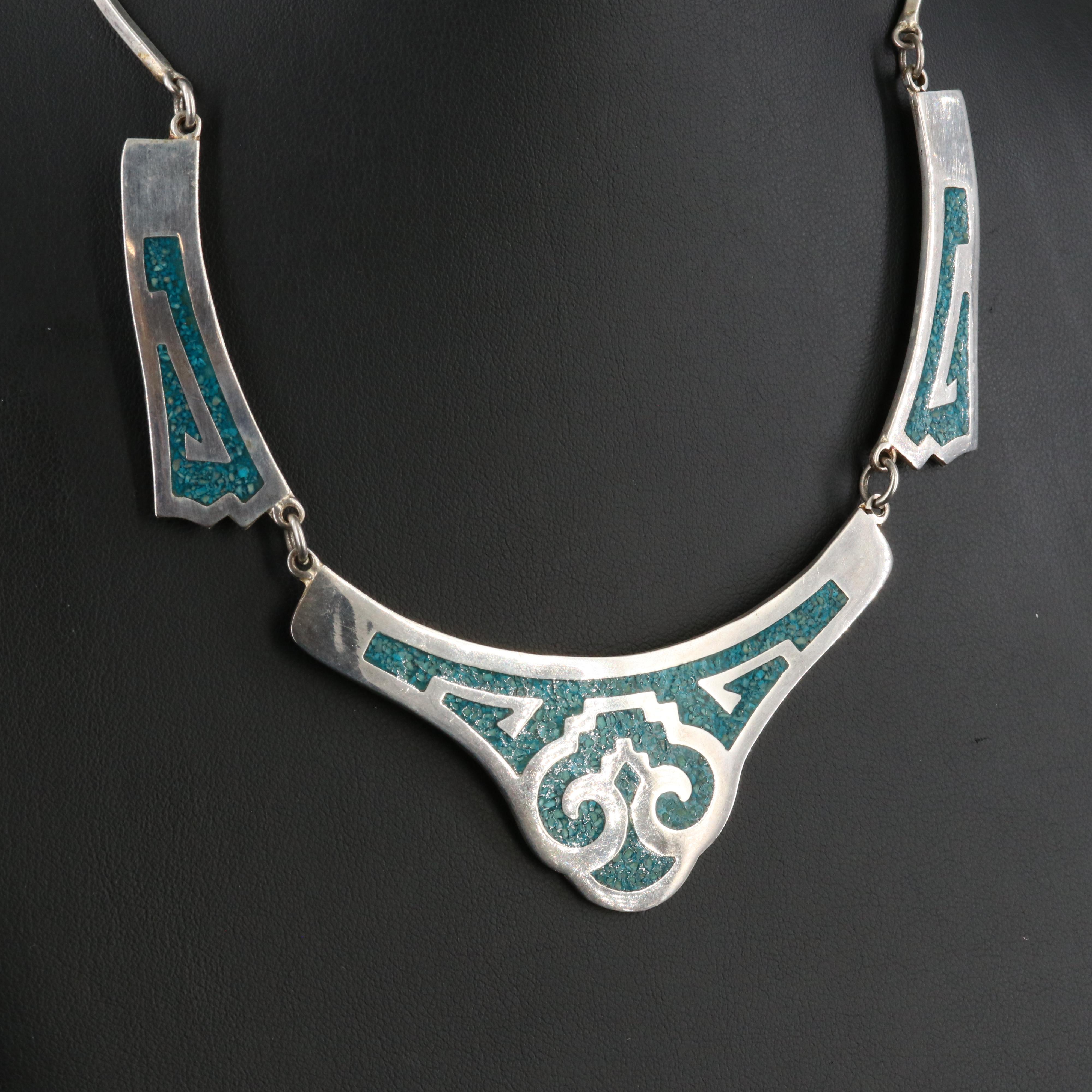 Stone Inlay Curved Collar Necklace