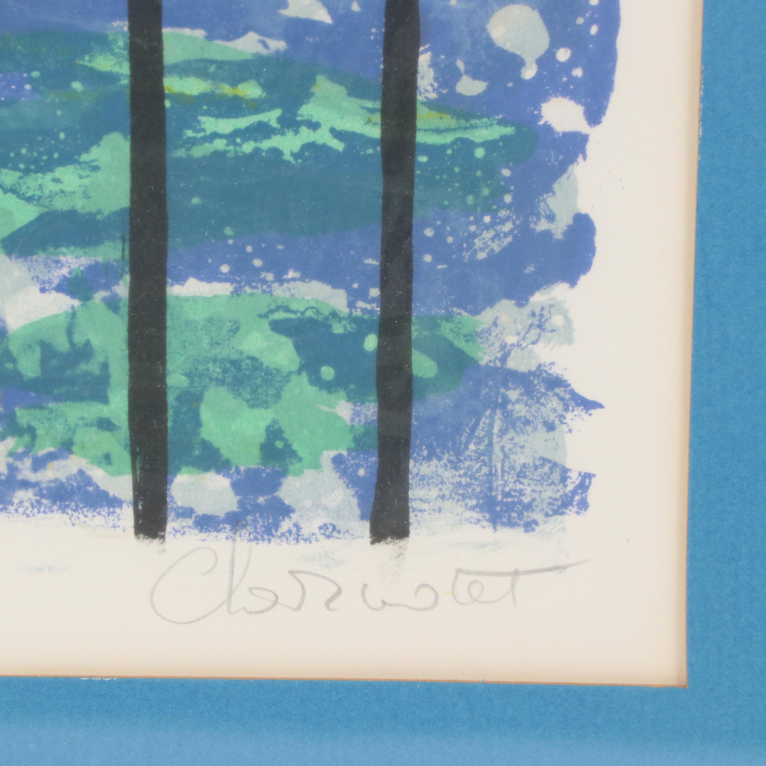 Jean Charnotet Lithograph of a Girl Holding Dove, 20th Century