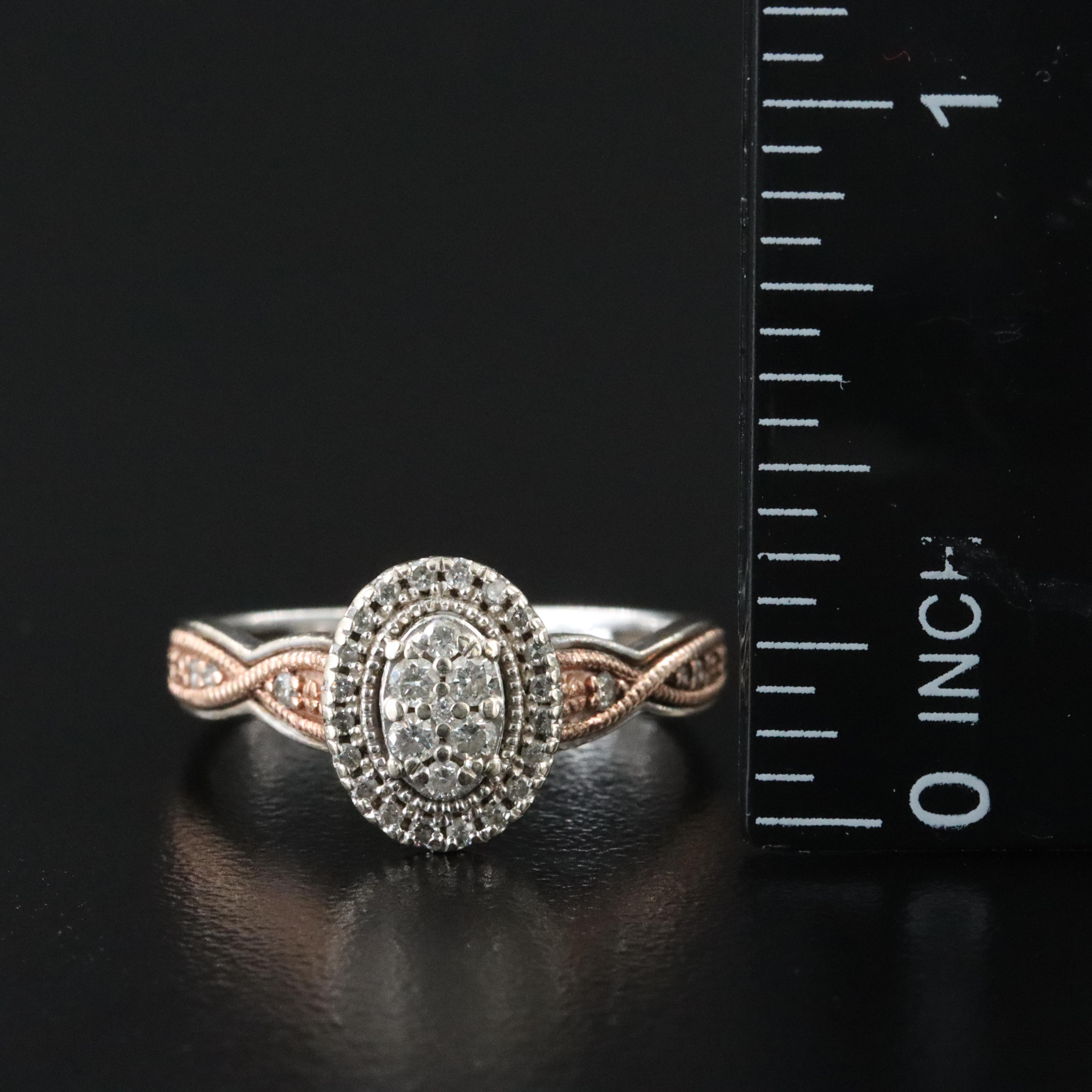 10K 0.17 CTW Diamond Ring with Rose Gold Accents
