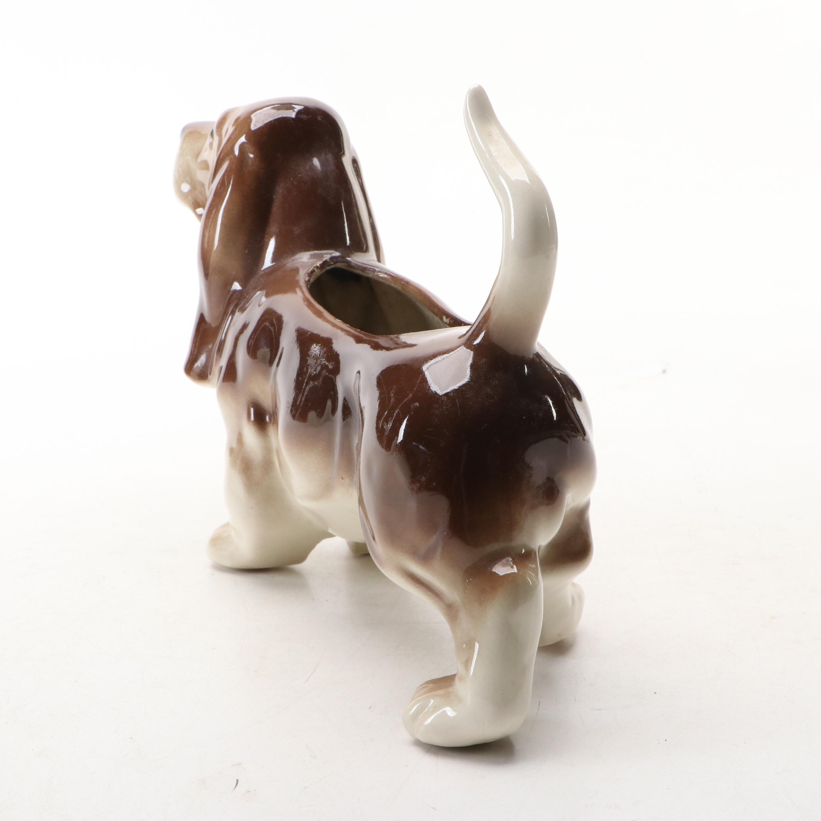 Ceramic Basset Hound Dog Planter, Mid-20th Century