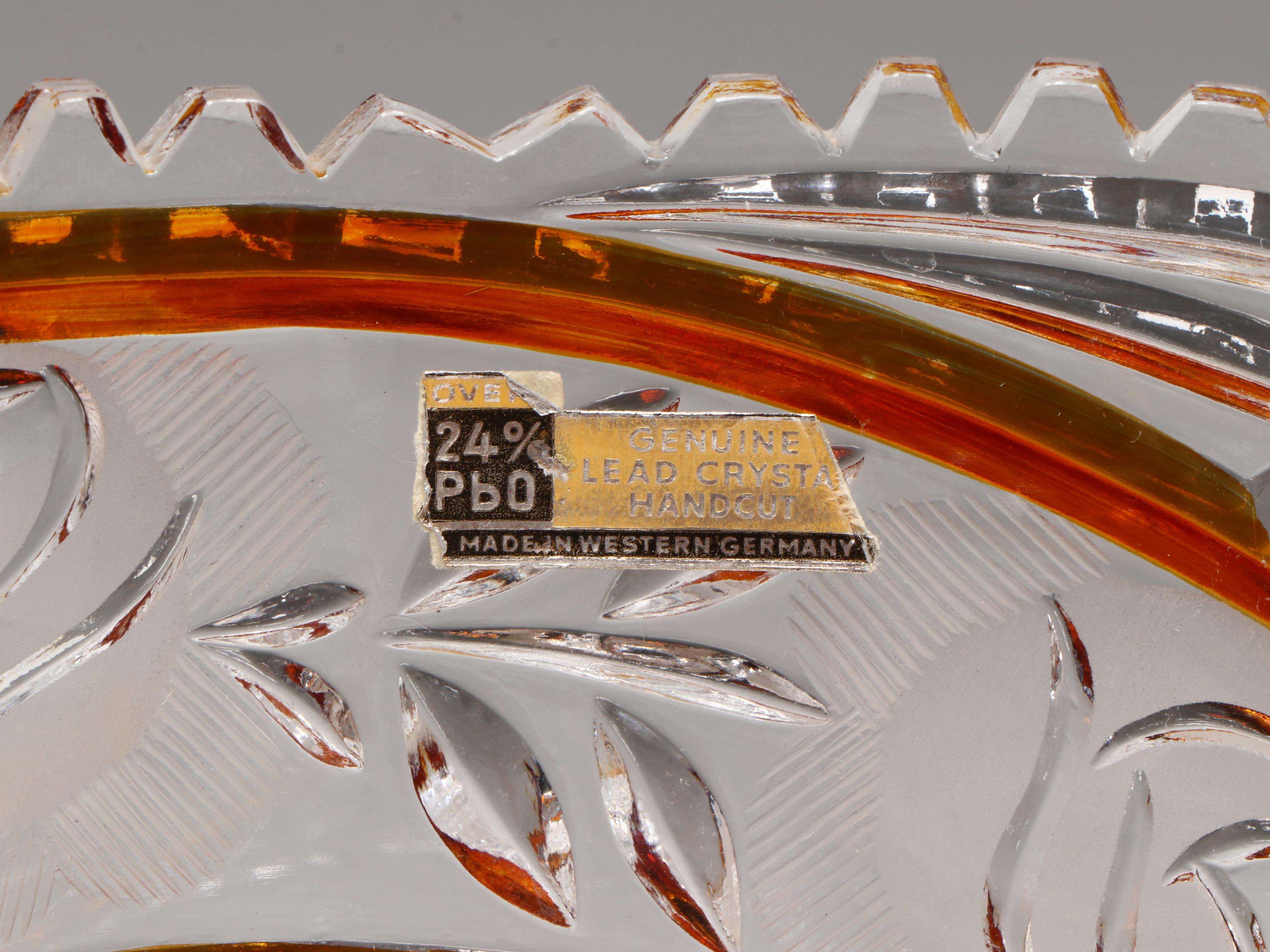 German Hollywood Regency Style Cut Crystal Bowl on Pedestal, Mid to Late 20th C.