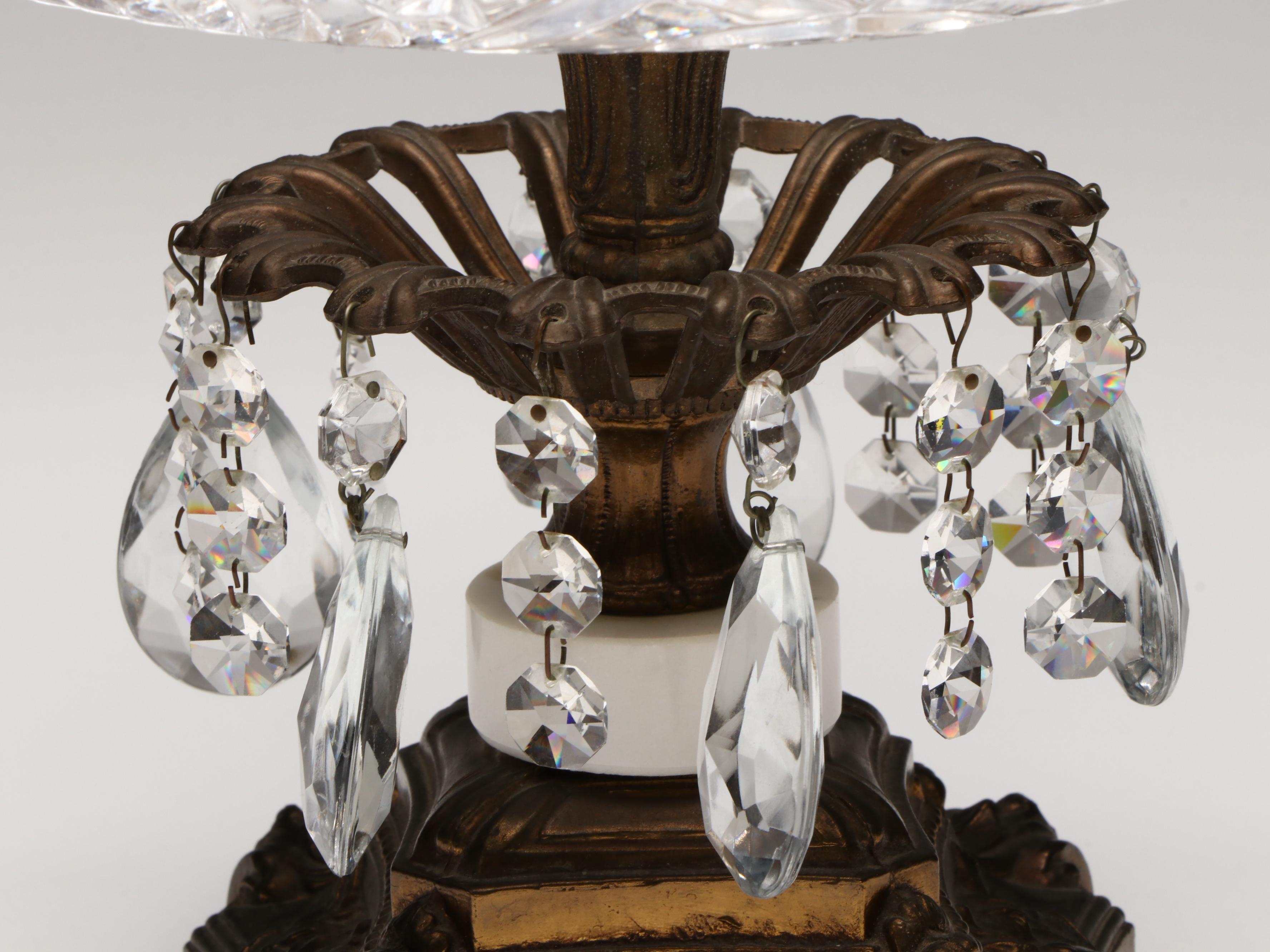 German Hollywood Regency Style Cut Crystal Bowl on Pedestal, Mid to Late 20th C.