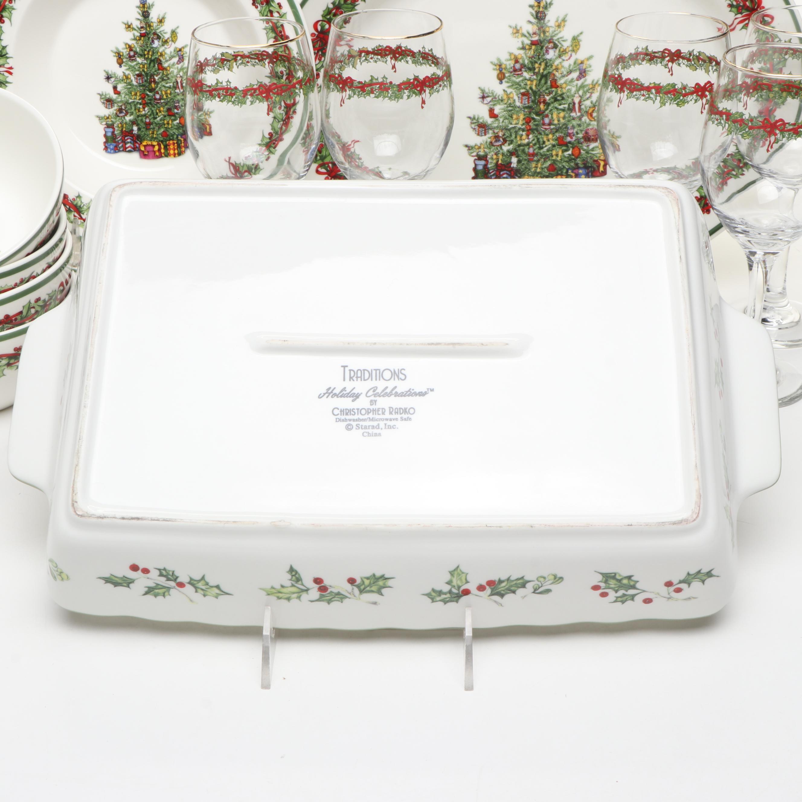 Christopher Radko for Traditions "Holiday Celebration" Porcelain Tableware
