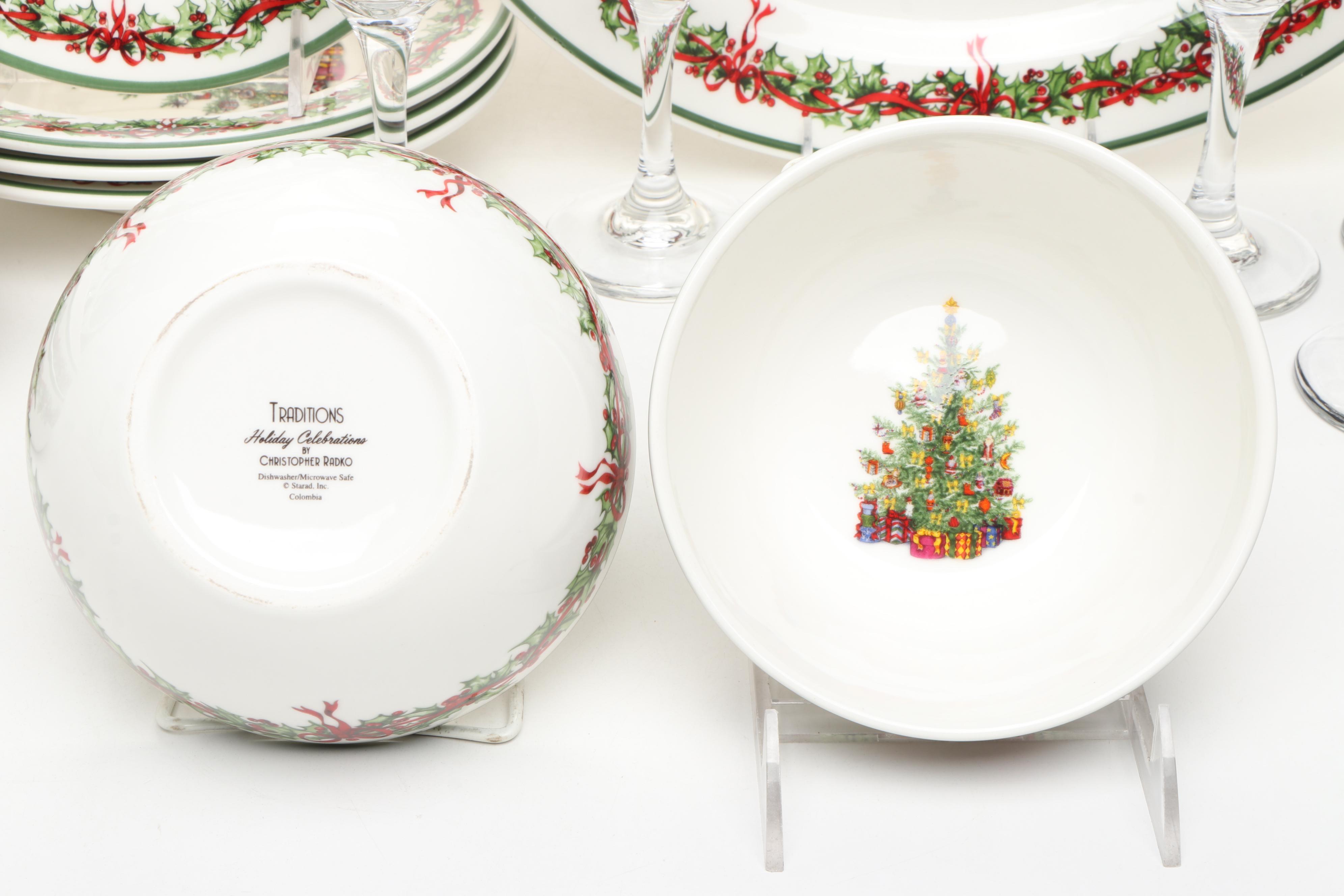 Christopher Radko for Traditions "Holiday Celebration" Porcelain Tableware