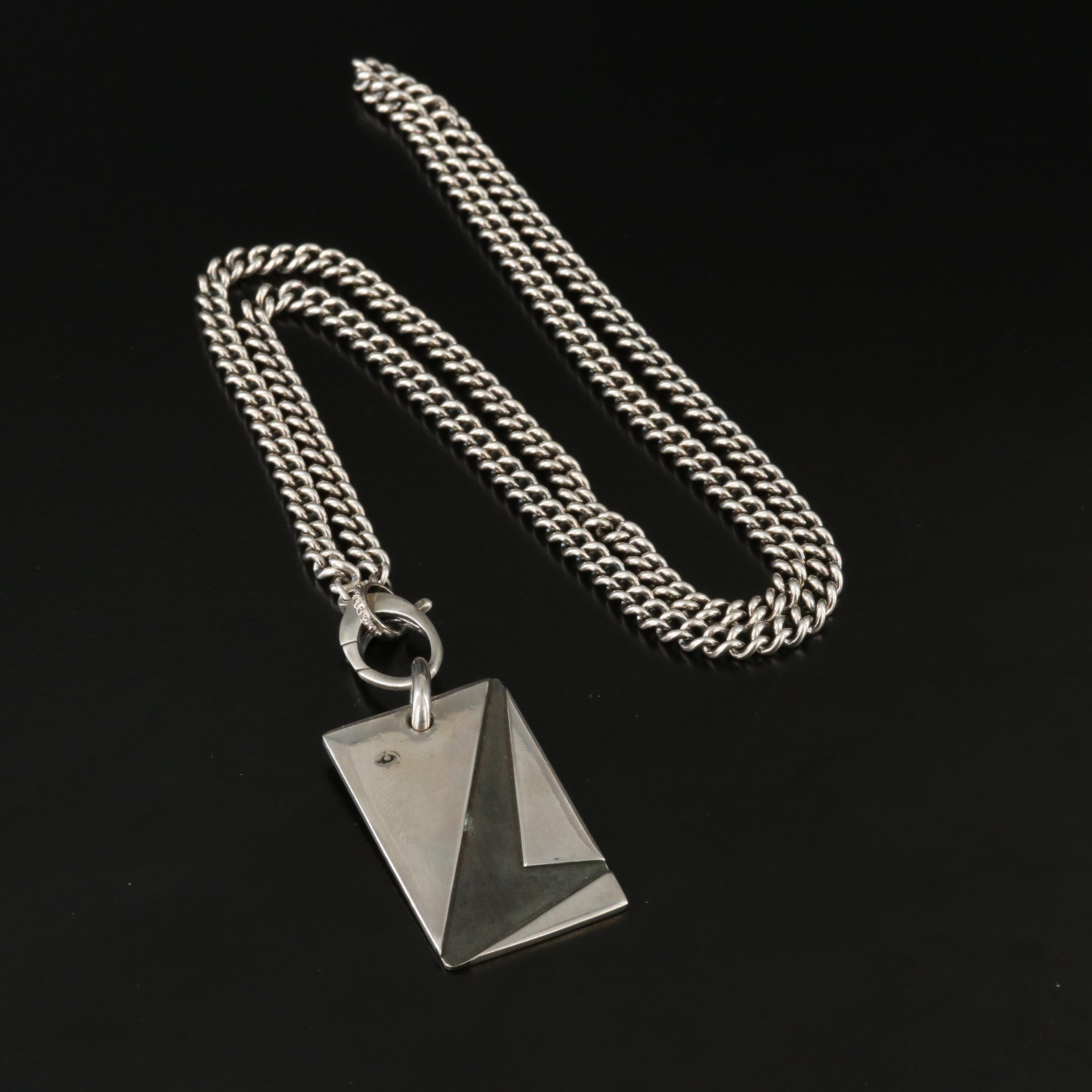 Sheryl Lowe "Mr. Lowe" Sterling Curb Chain Pendant Necklace