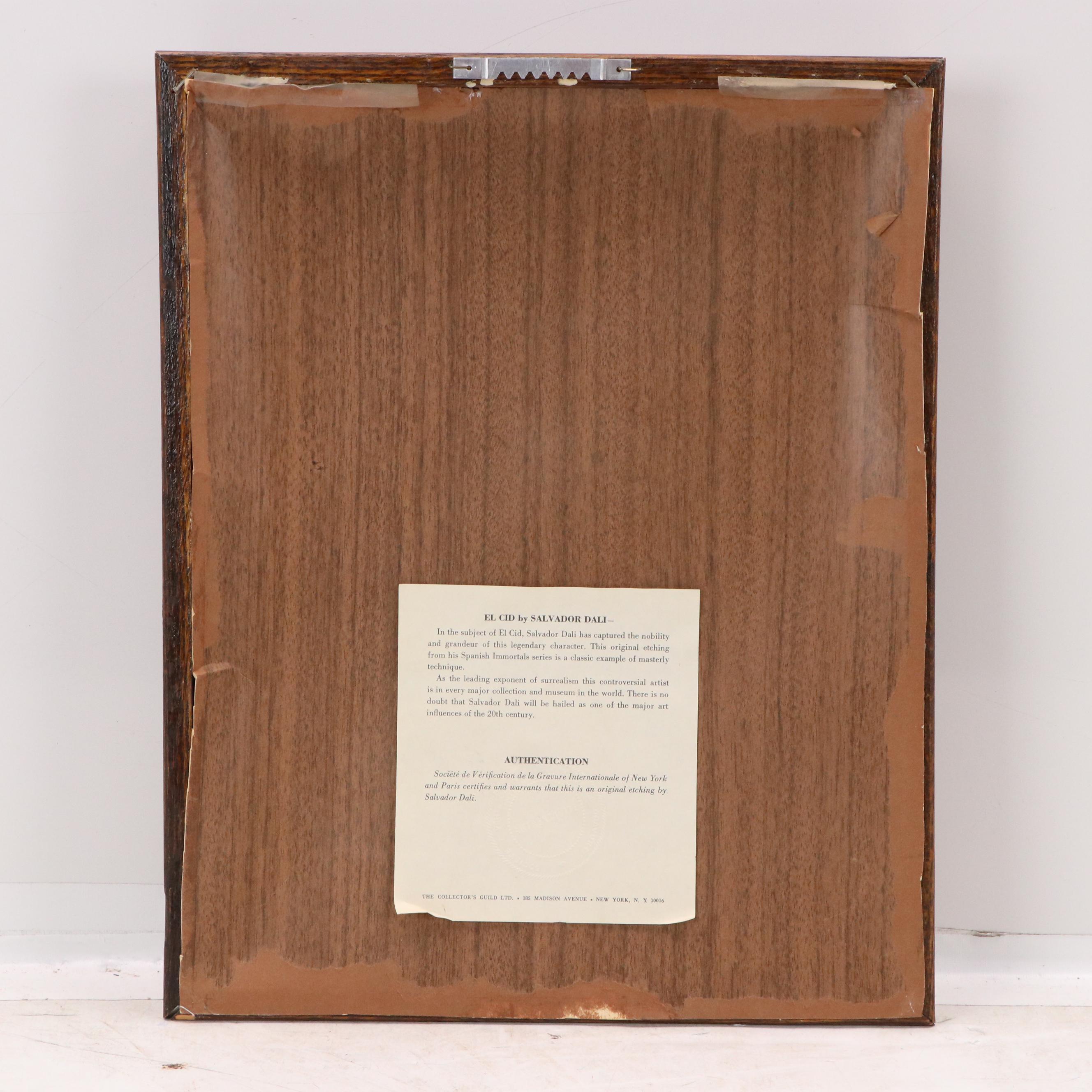 Salvador Dalí Restrike Etching "El Cid"