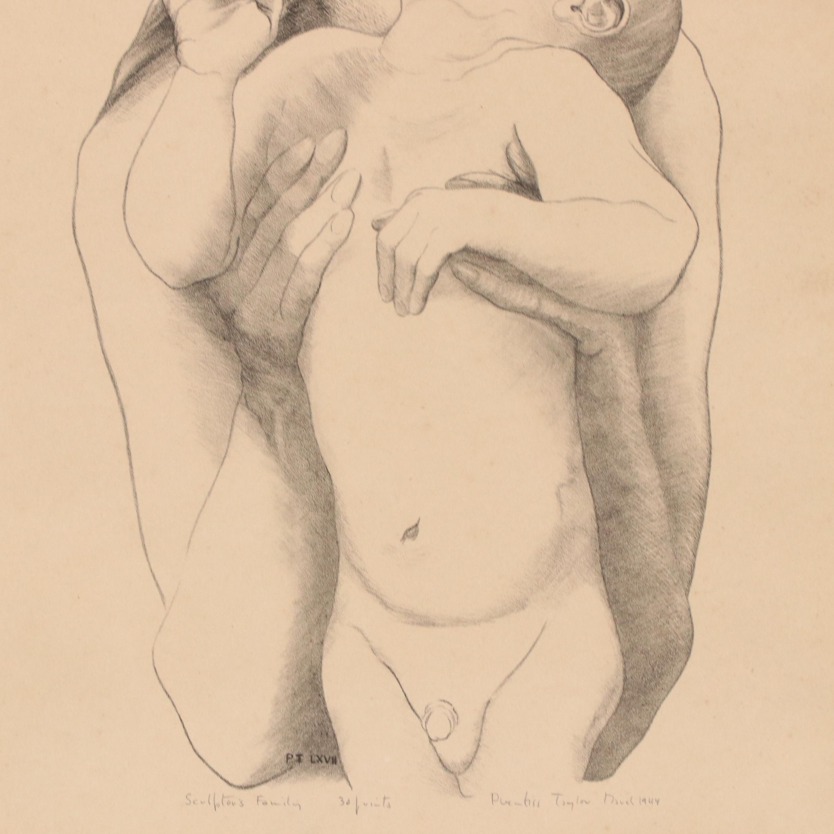 Prentiss Taylor Lithograph "Sculptor's Family," 1944