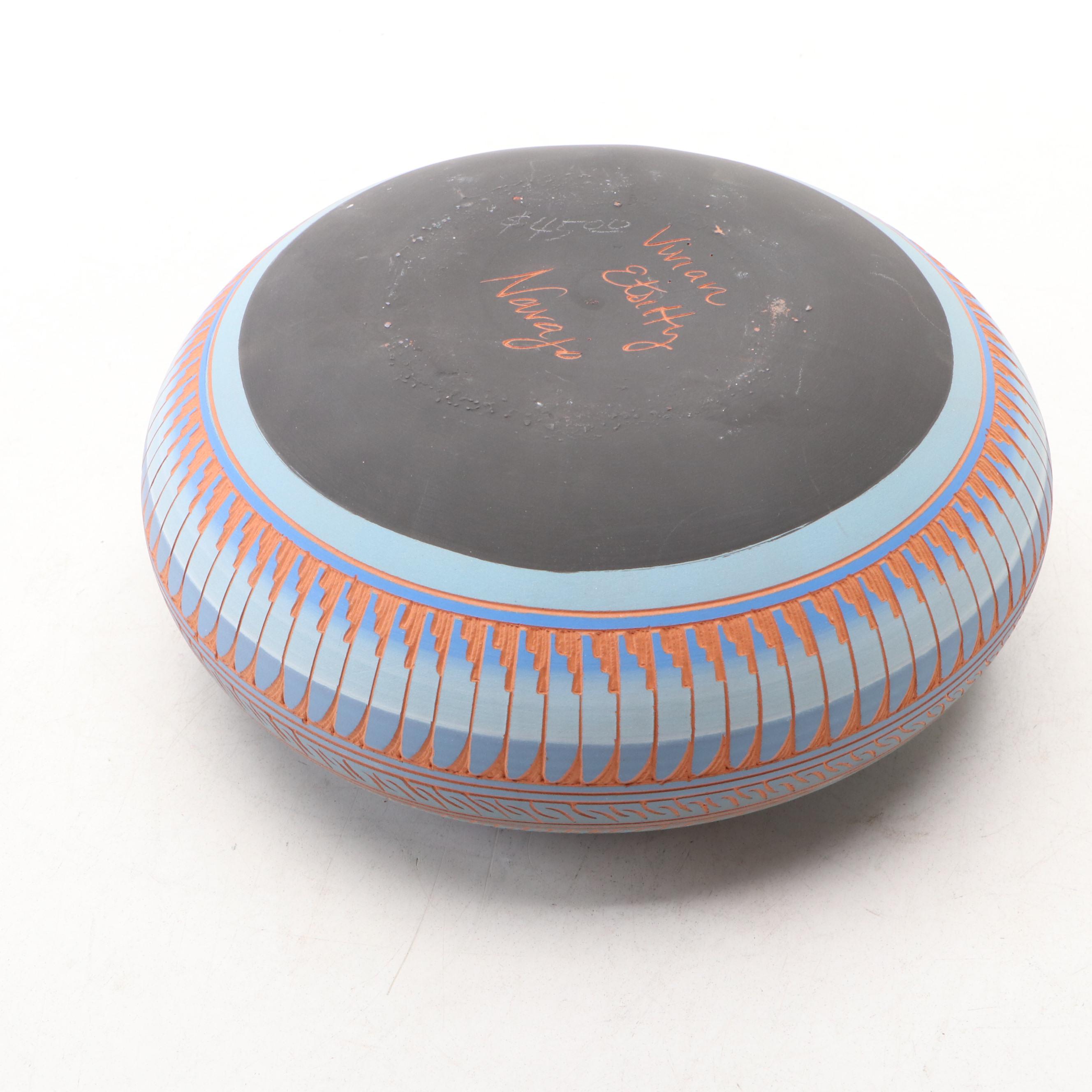 Vivian Etsitty Navajo Art Pottery Ceramic Vase