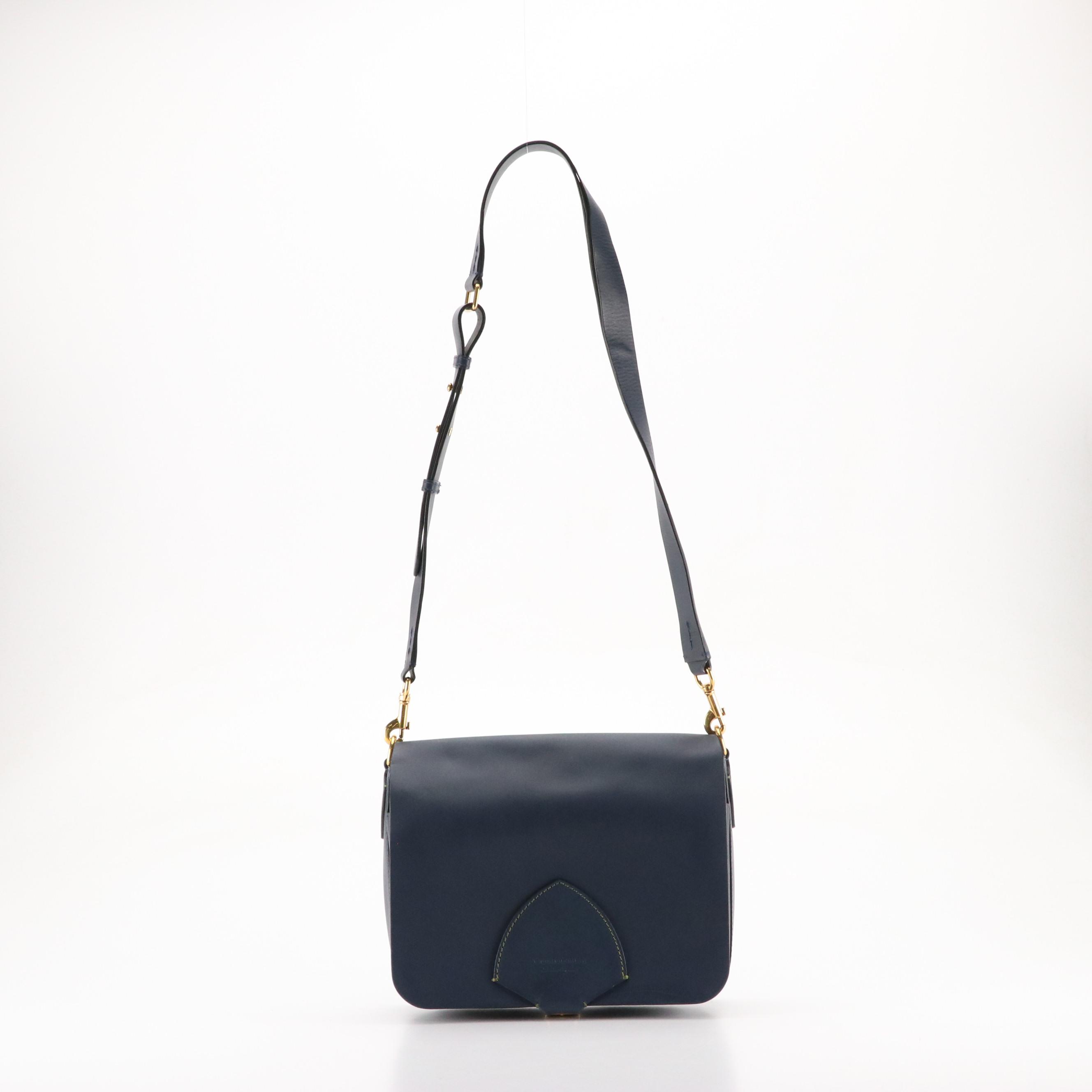 Burberry Large Square Crossbody Satchel in Mid-Indigo Calfskin Leather