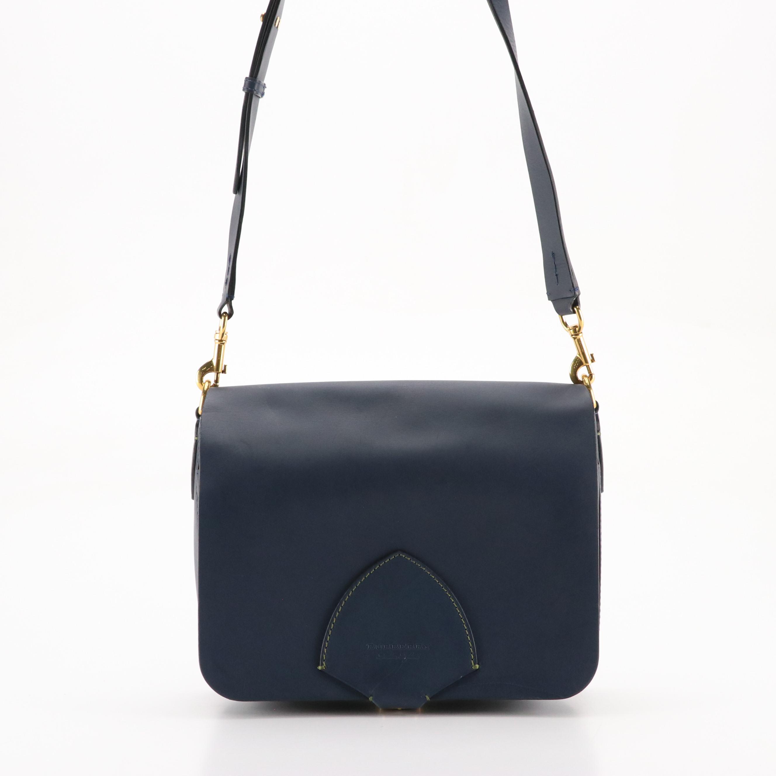 Burberry Large Square Crossbody Satchel in Mid-Indigo Calfskin Leather