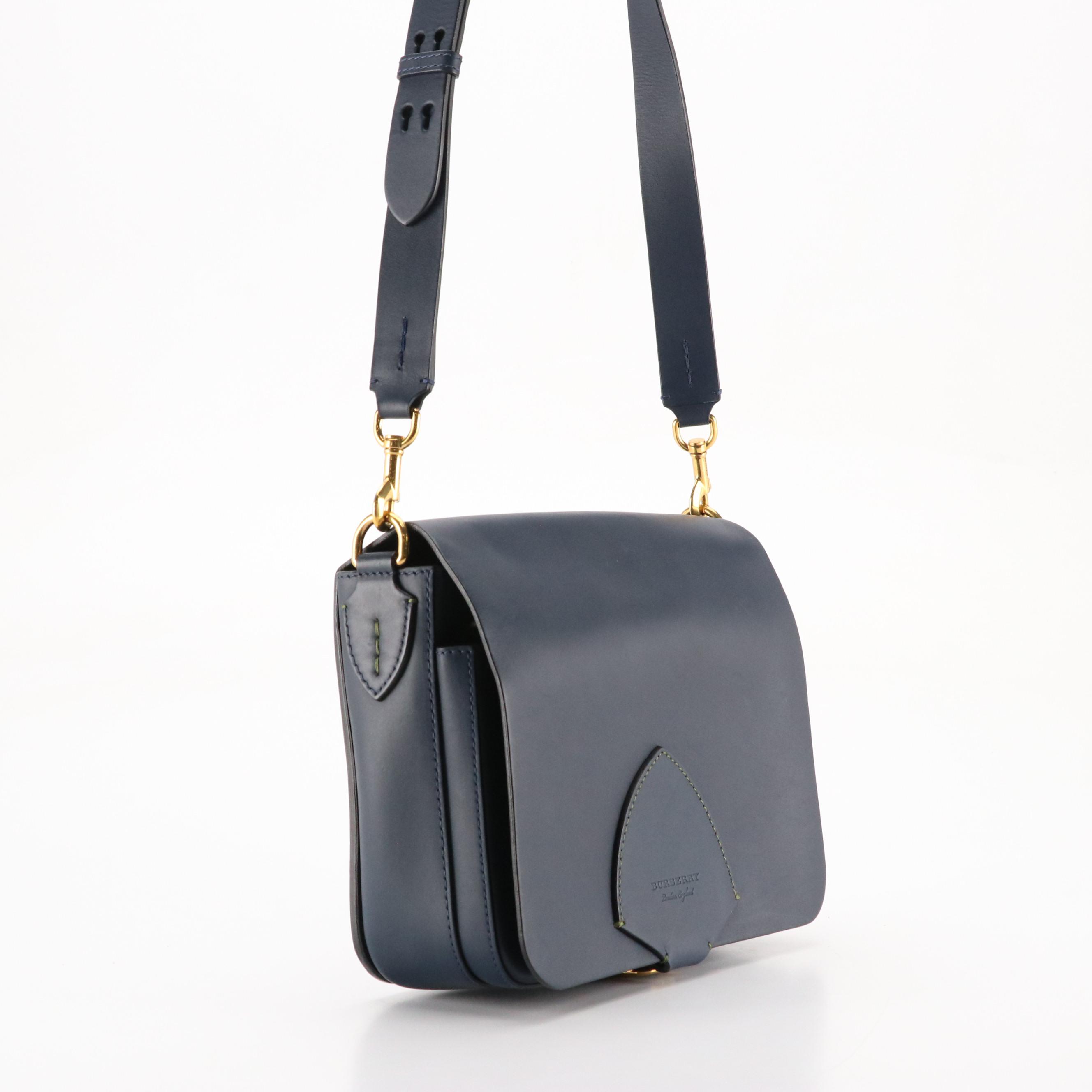 Burberry Large Square Crossbody Satchel in Mid-Indigo Calfskin Leather