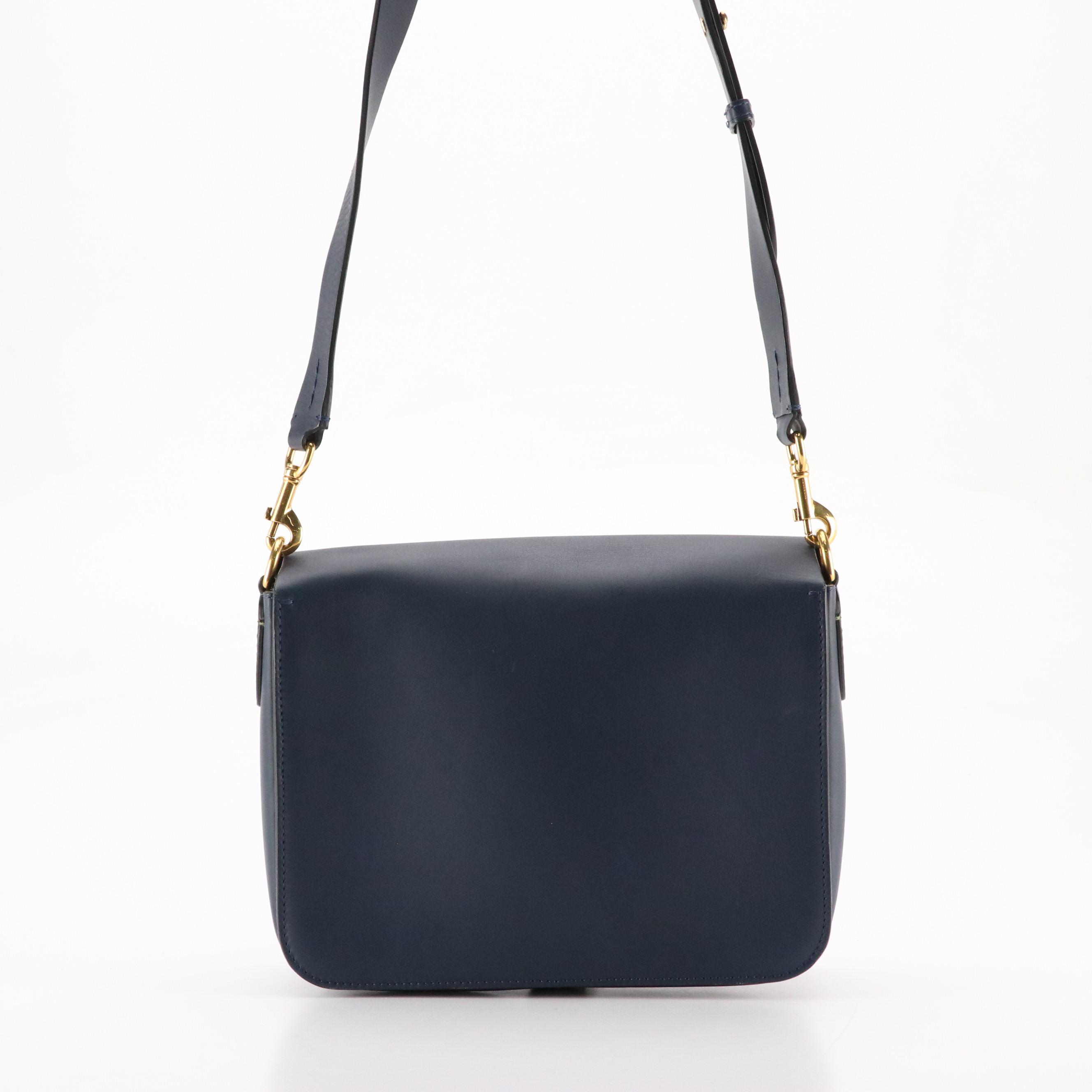Burberry Large Square Crossbody Satchel in Mid-Indigo Calfskin Leather