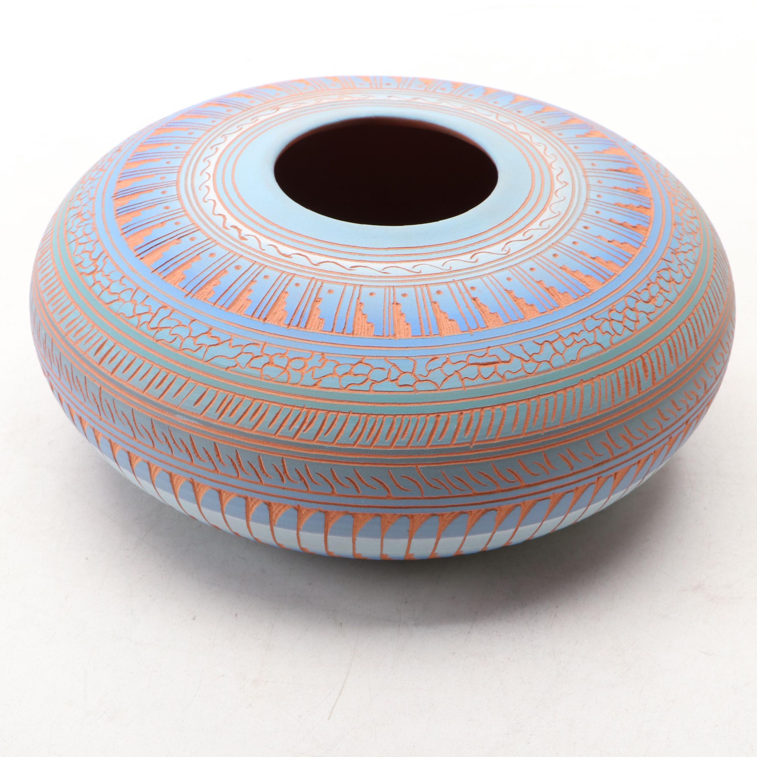 Vivian Etsitty Navajo Art Pottery Ceramic Vase