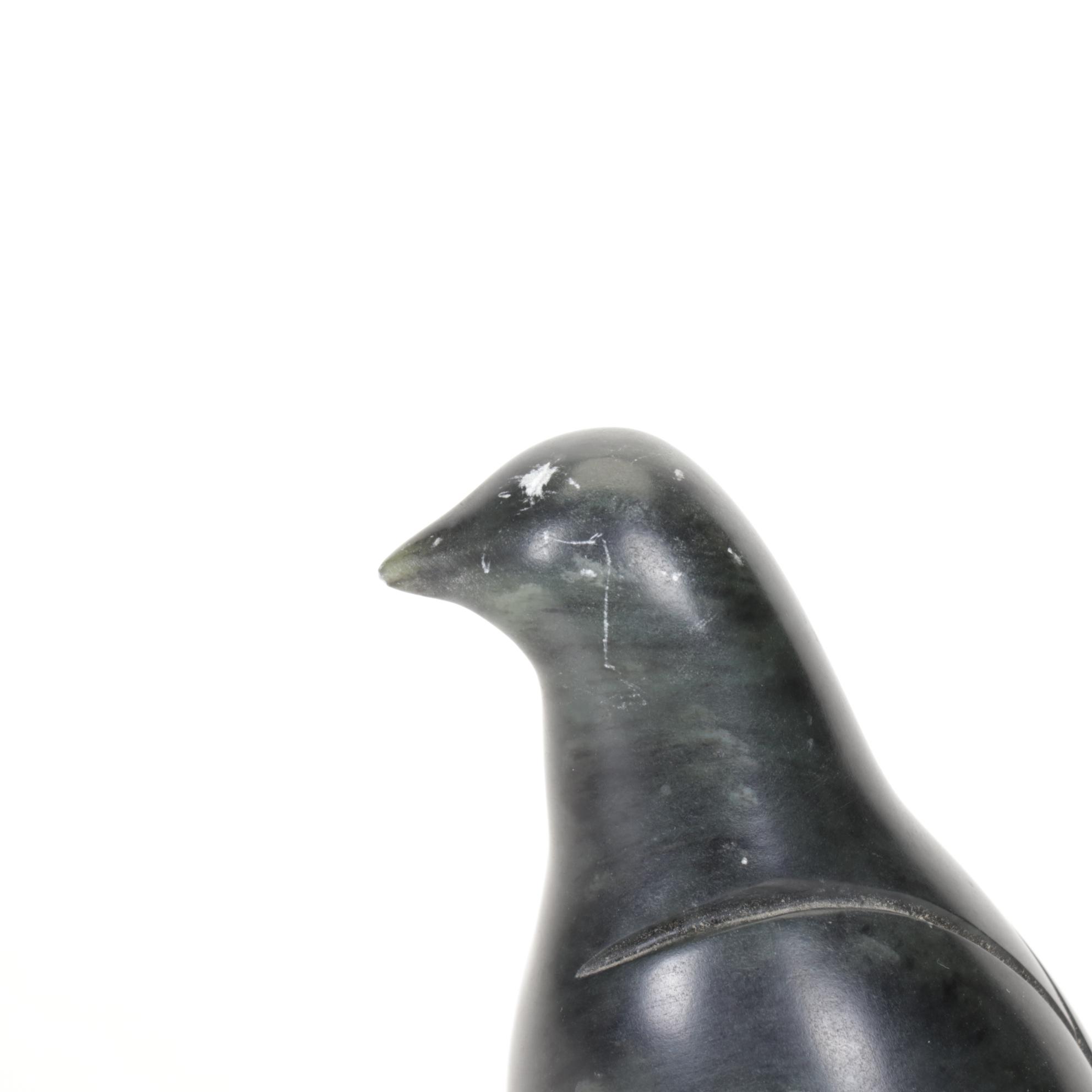 Ross Parkinson Signed Soapstone Raven With Blackware Pottery