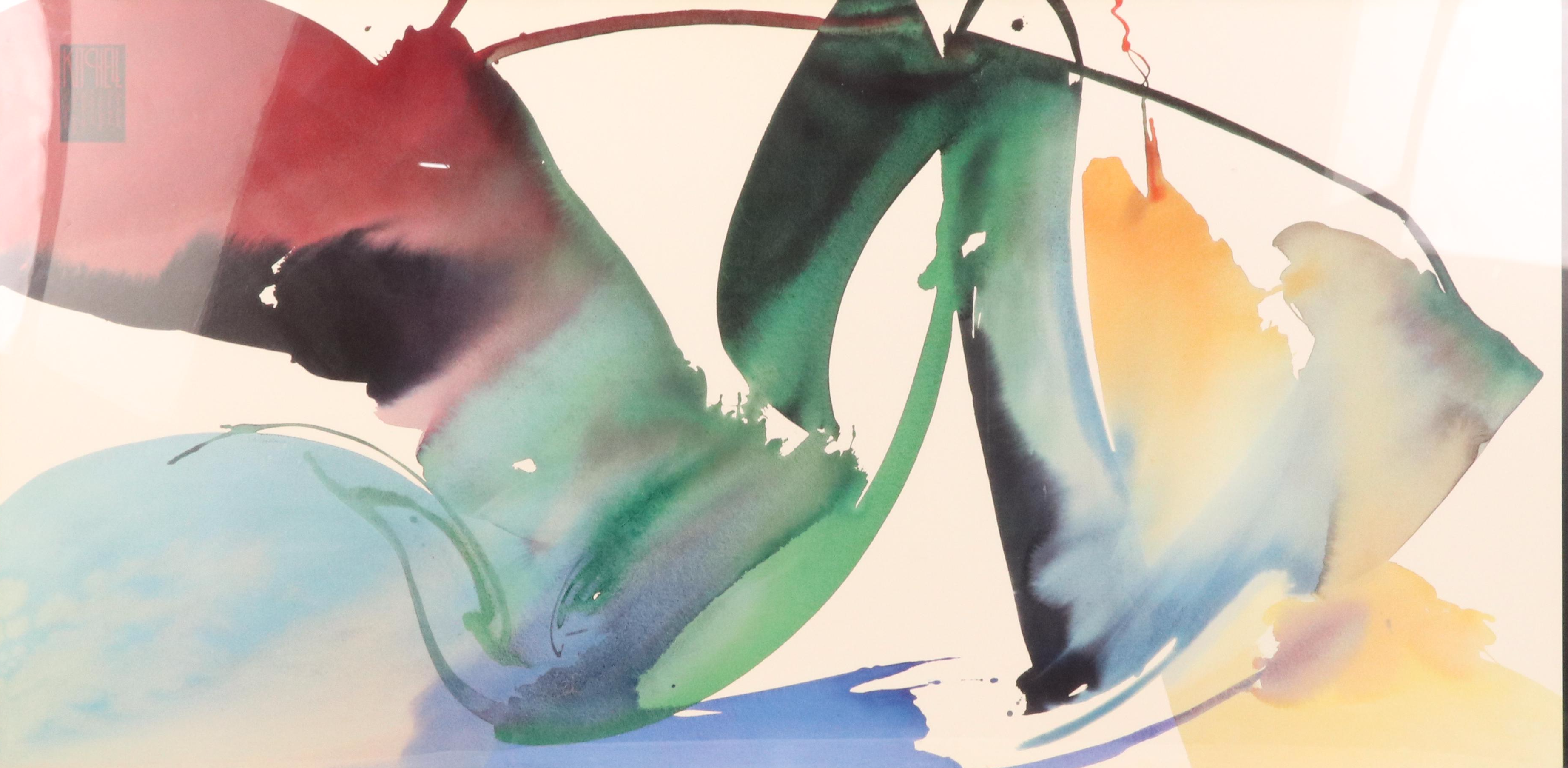 Abstract Floral Offset Lithograph After Peter Kitchell