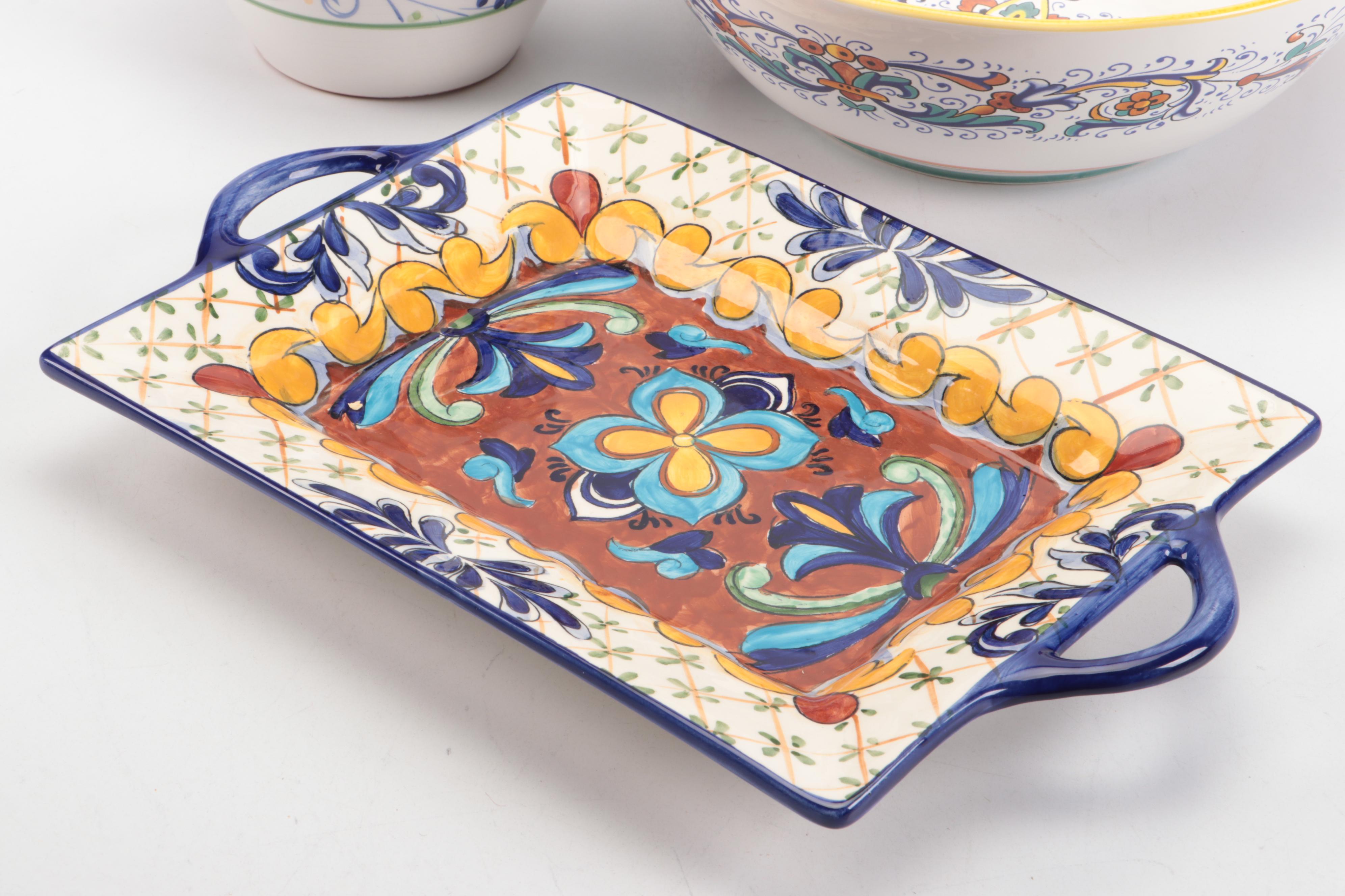 Maxcera, Benstson-West Designs, and Other Majolica Style Ceramic Tableware