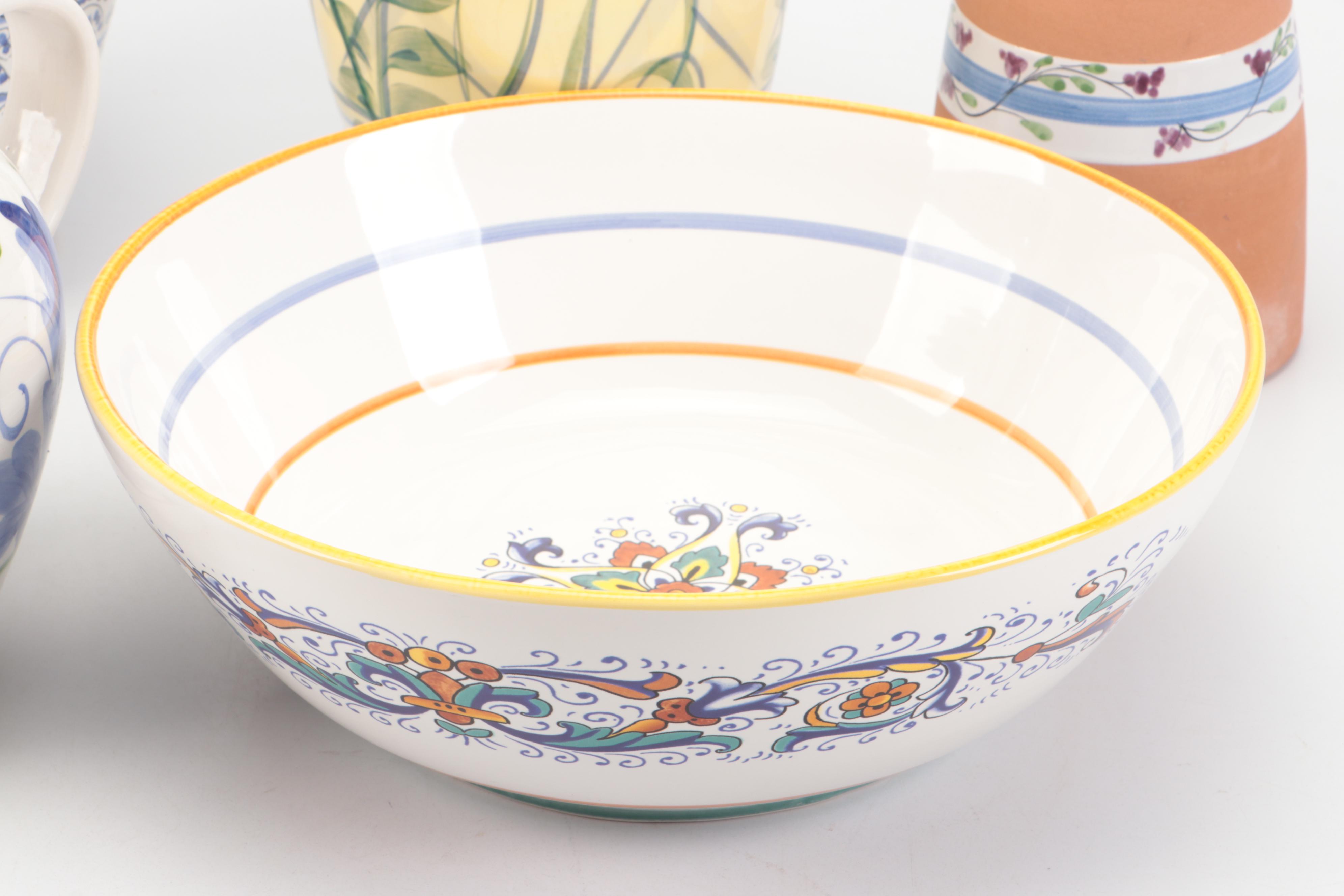 Maxcera, Benstson-West Designs, and Other Majolica Style Ceramic Tableware