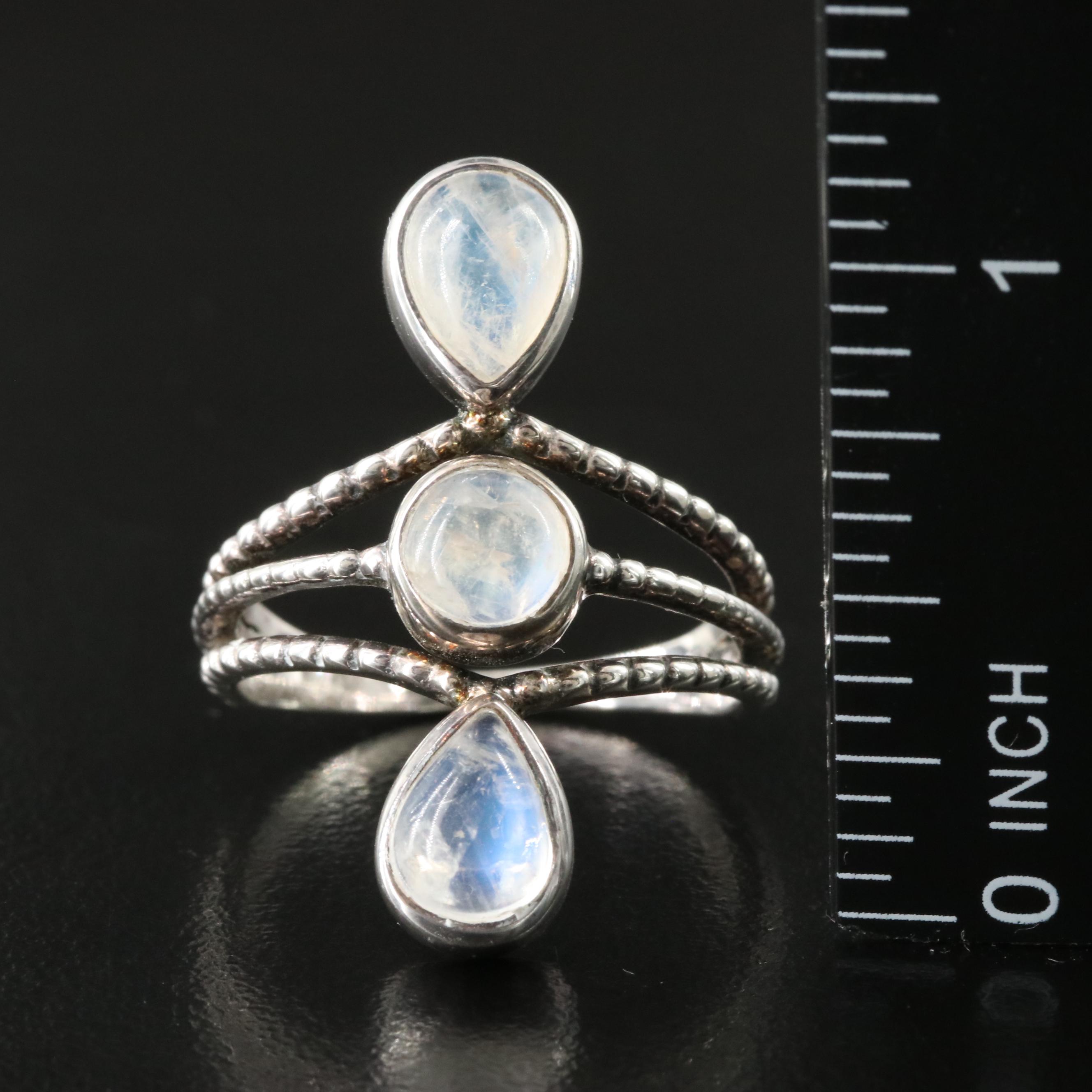 Sterling Rainbow Moonstone Ring