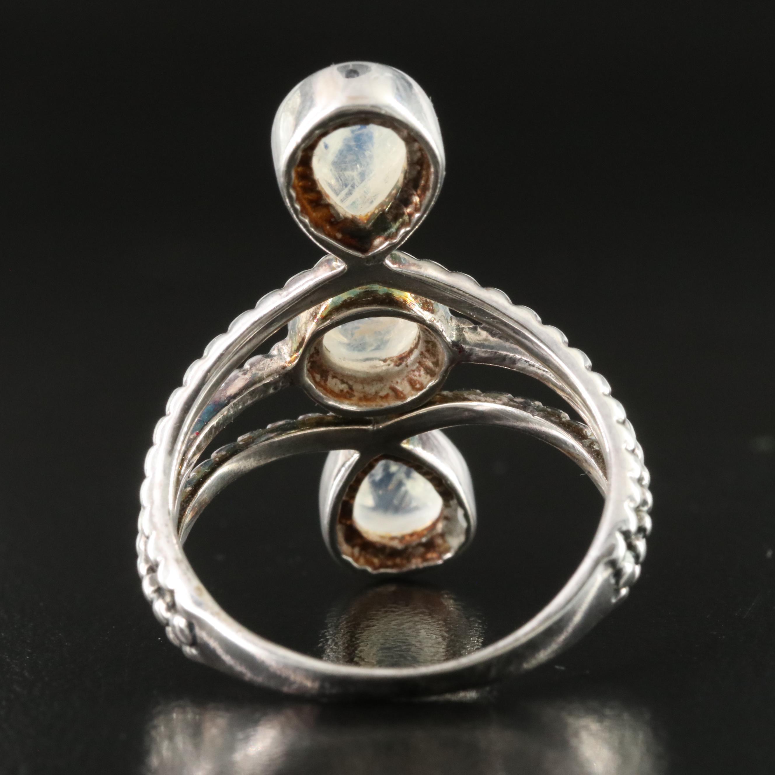 Sterling Rainbow Moonstone Ring