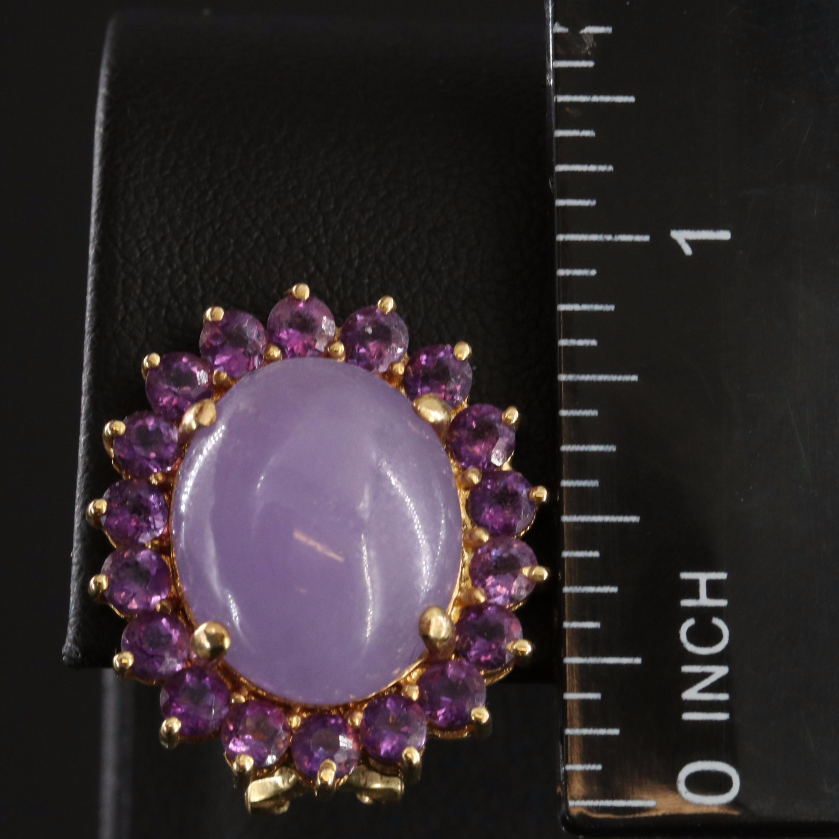 14K Jadeite and Amethyst Earrings