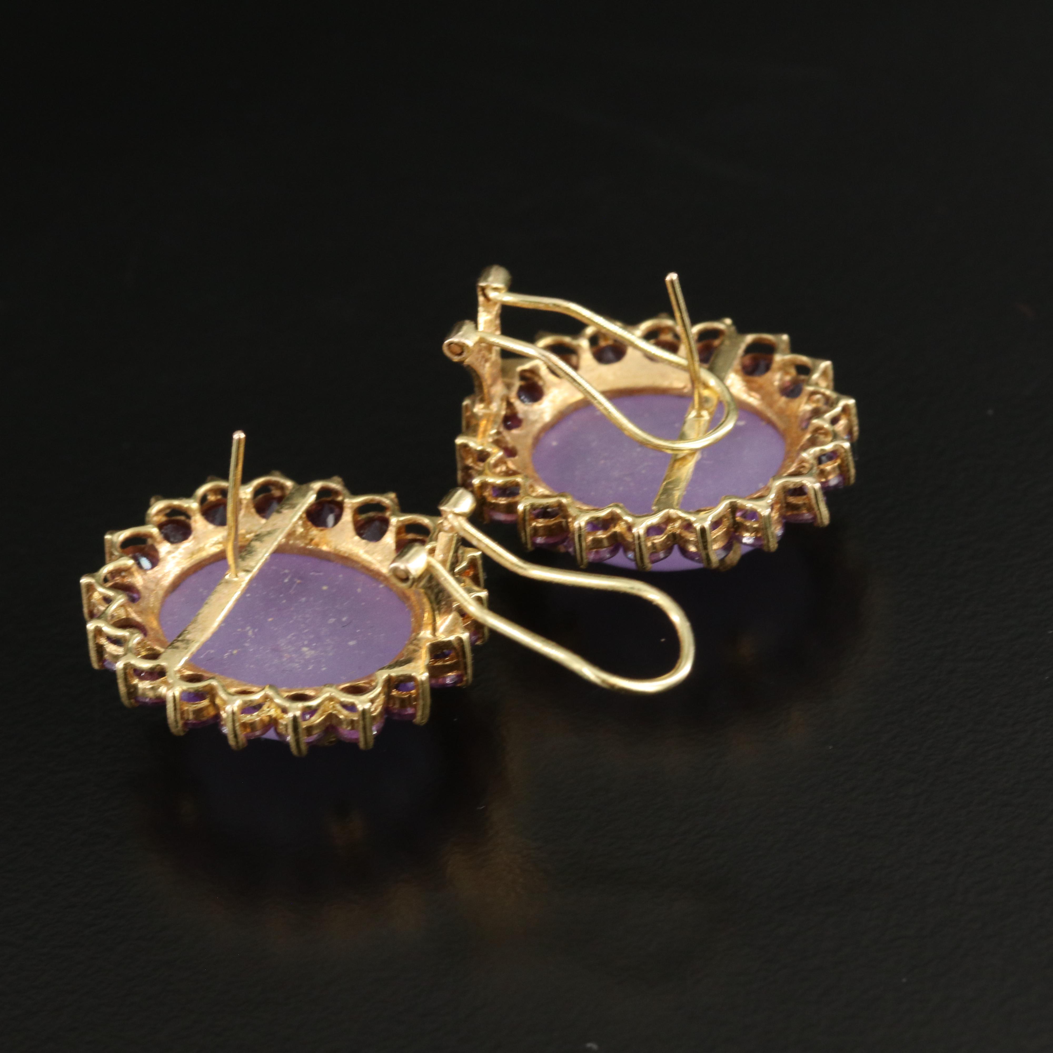 14K Jadeite and Amethyst Earrings