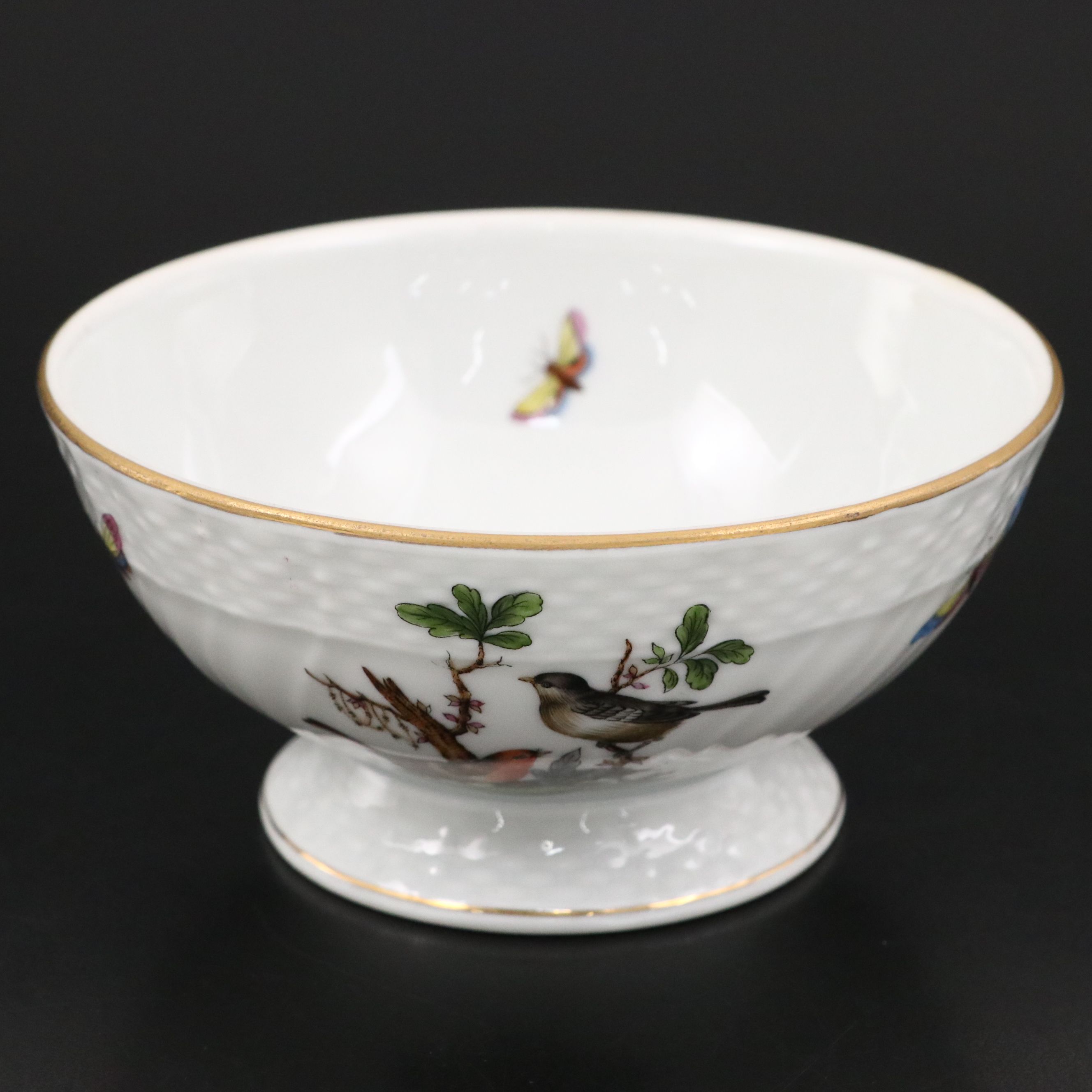 Herend "Rothschild Bird" Porcelain Footed Bowl and Boxes, 1915-1930