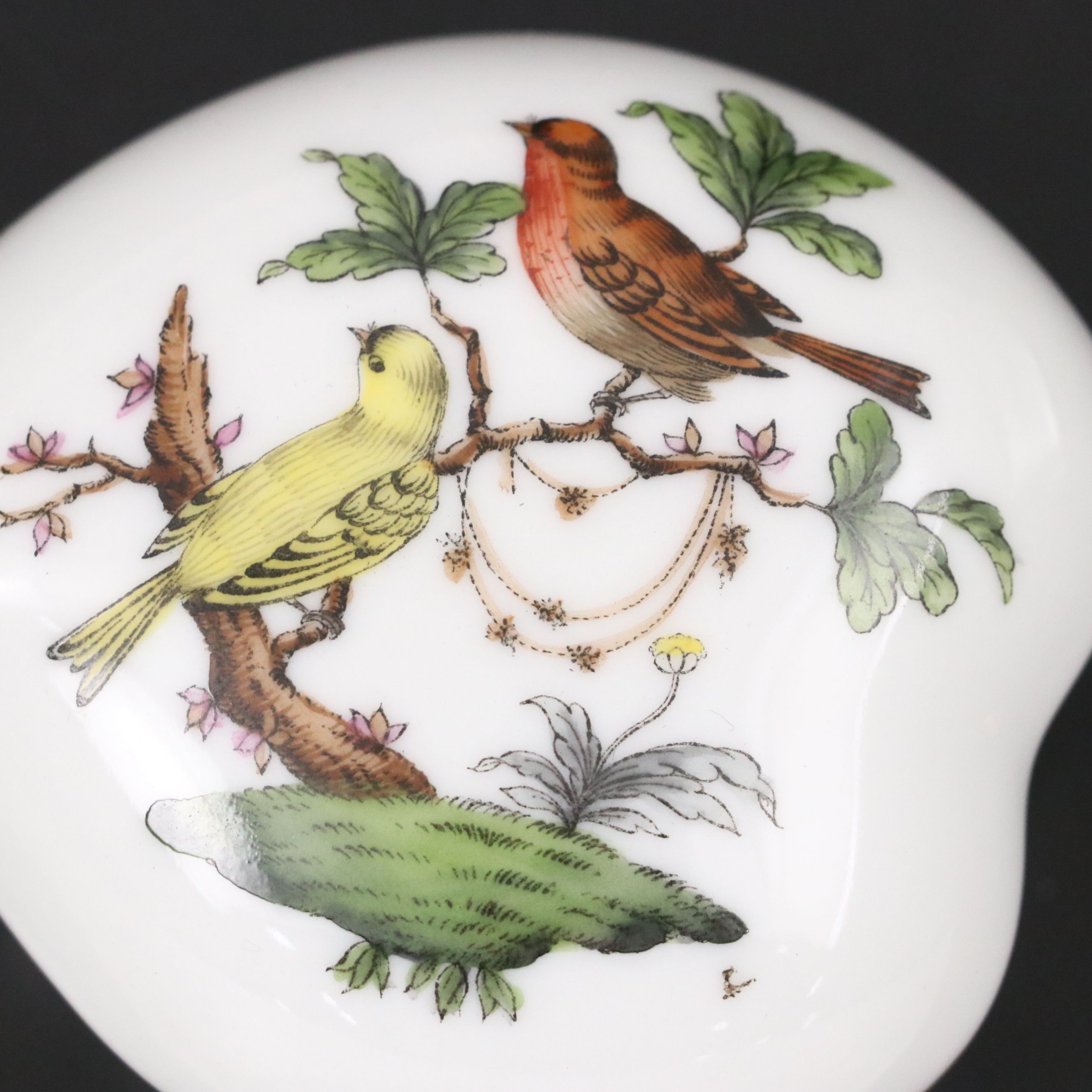 Herend "Rothschild Bird" Porcelain Footed Bowl and Boxes, 1915-1930