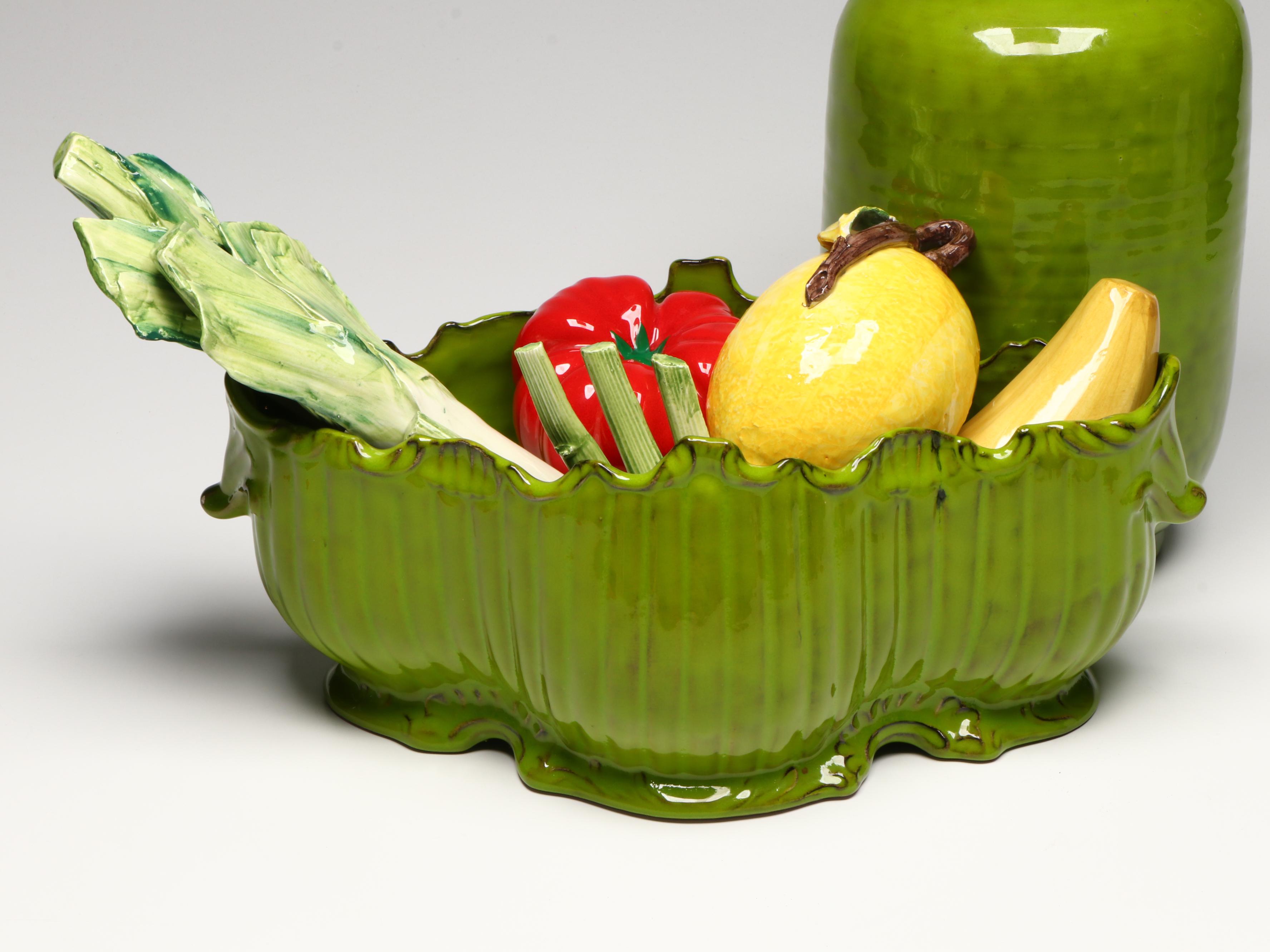 Peasant Village Italian Pottery with Vietri Ceramic Vegetables, Fruit and More