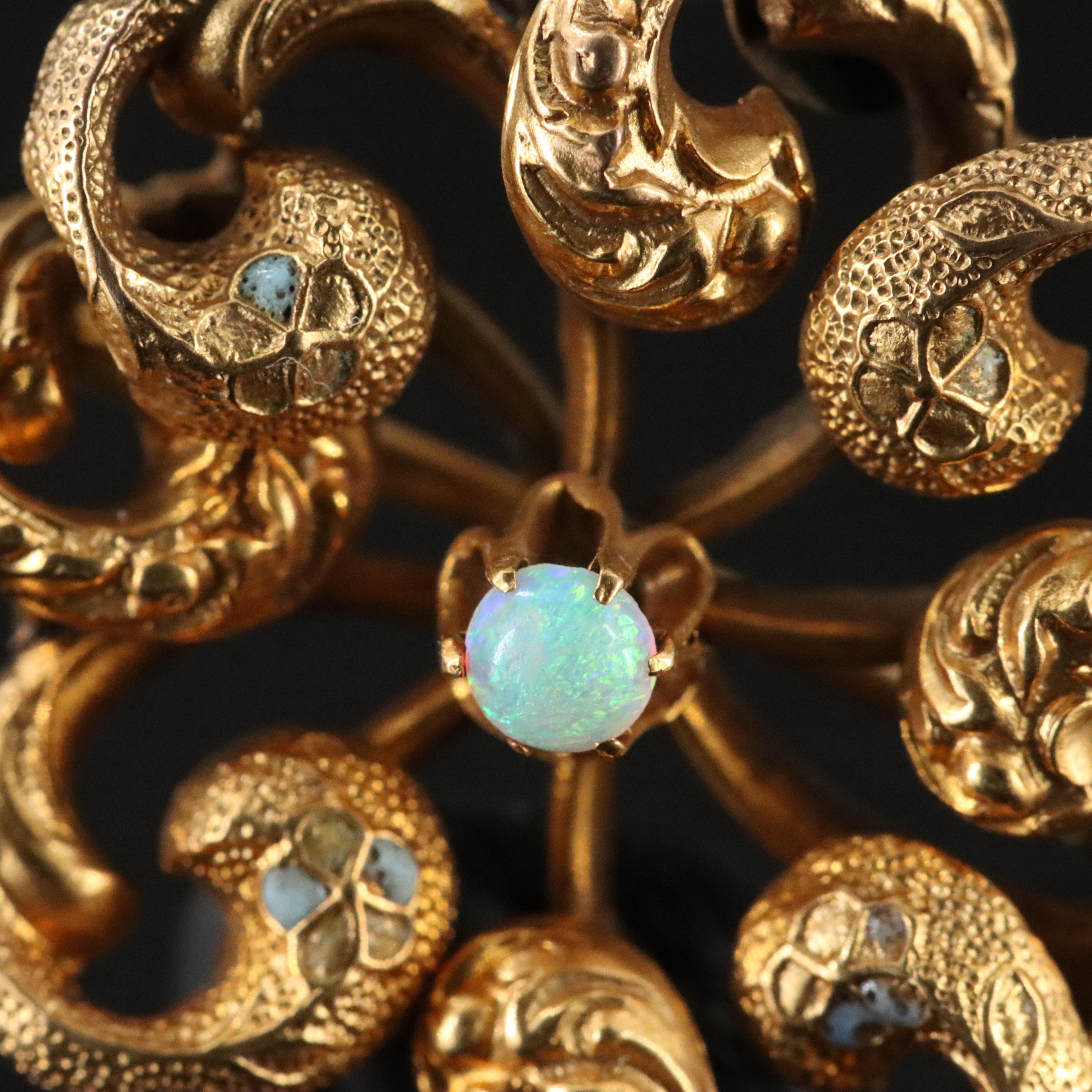 Victorian 10K Diamond, Pearl and Opal Forget-Me-Not & Star Converter Pins