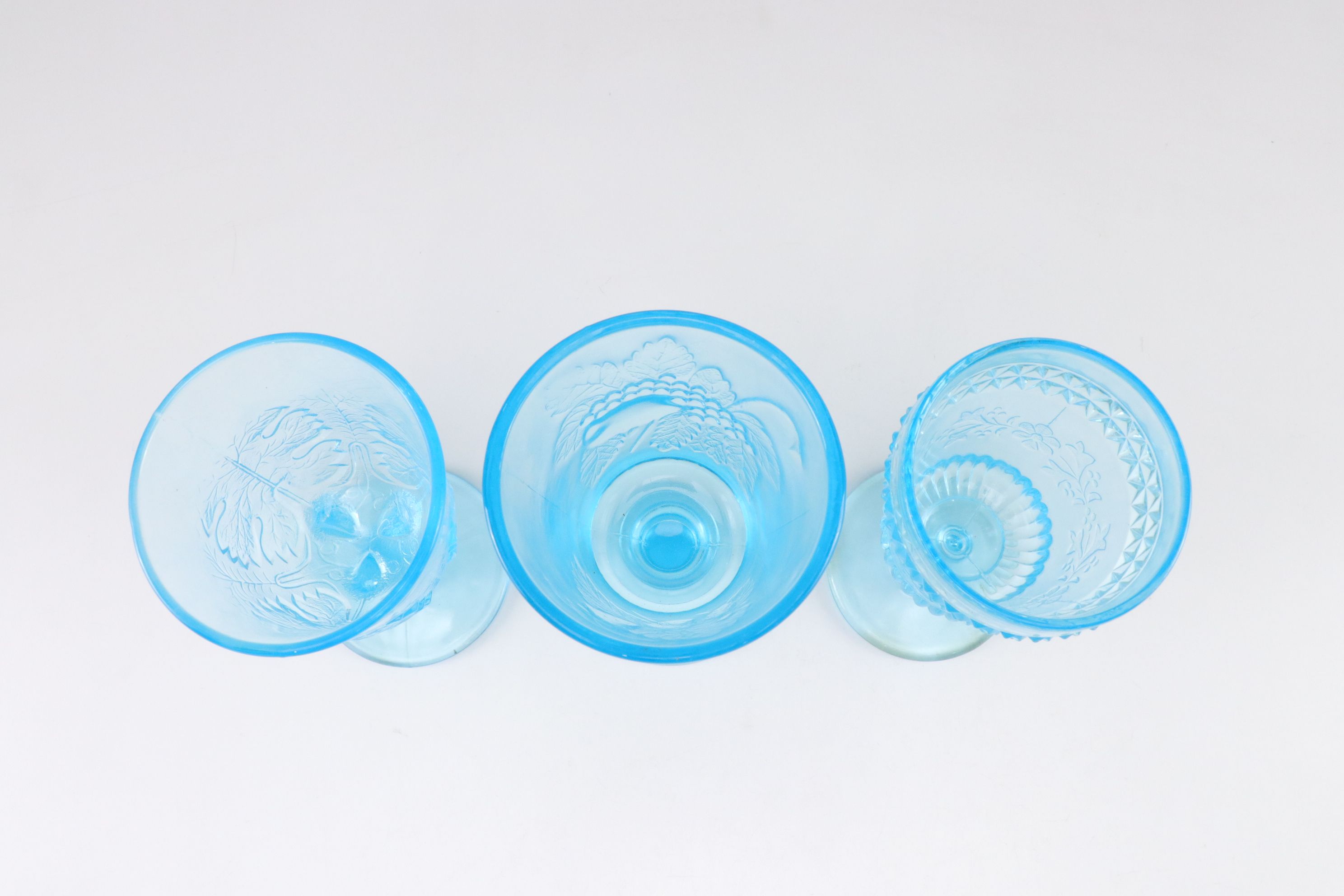 Blue Glass Stemware, Child's Mug, Toothpick Holders, and Avon Opalescent Vase